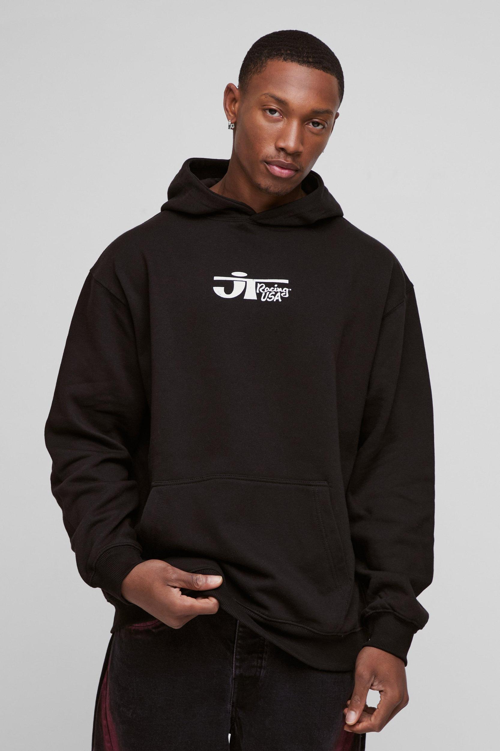 Oversized JT Racing License Print Hoodie | boohooMAN USA Product Image