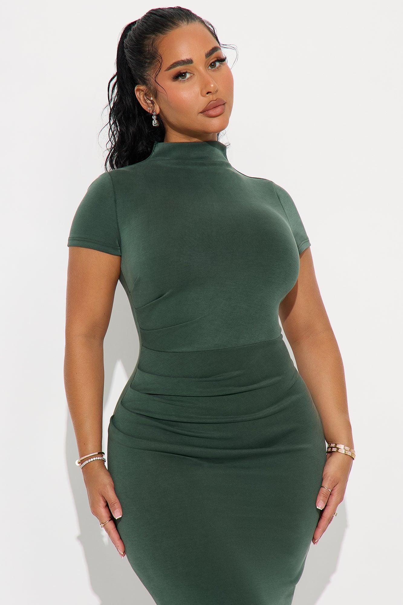 Belle Mock Neck Maxi Dress - Hunter Female Product Image