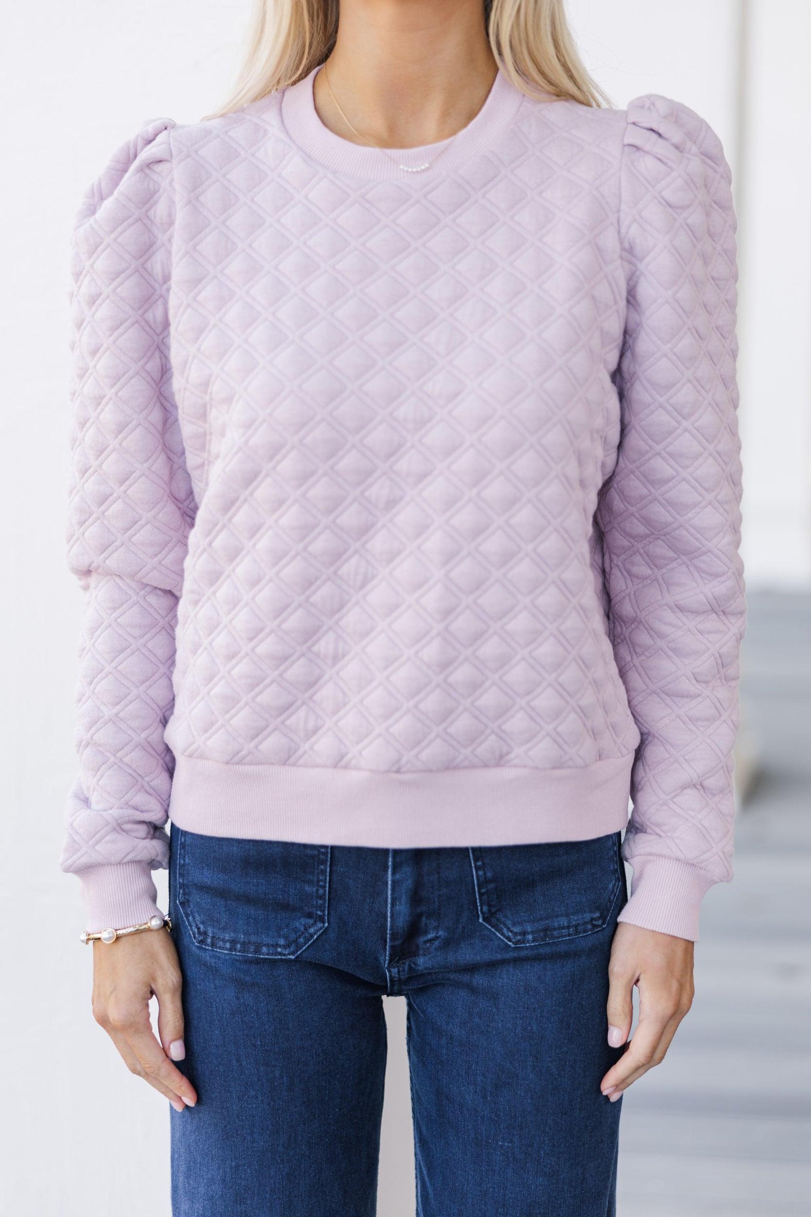 Just To Start Lilac Purple Quilted Pullover Female Product Image