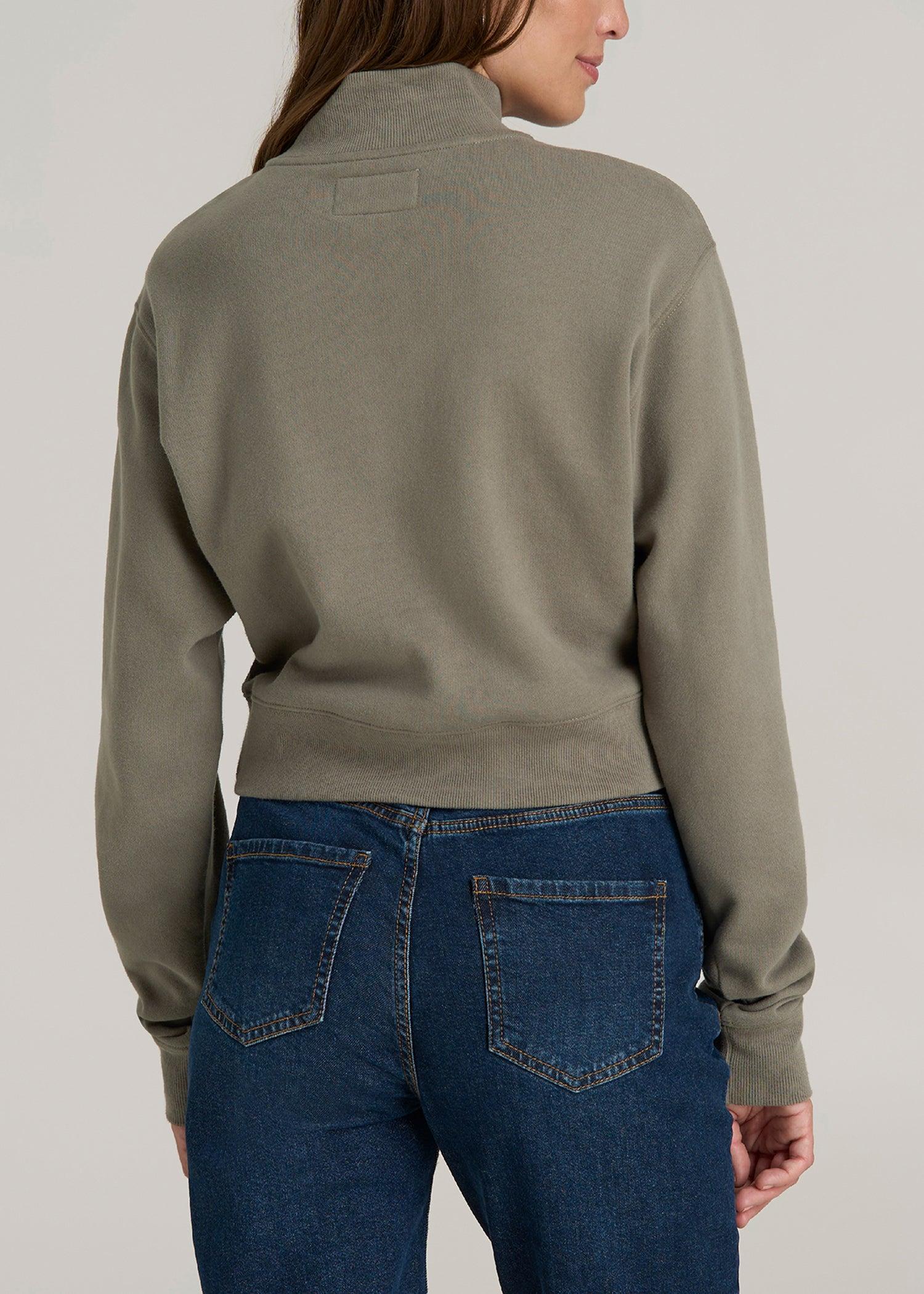 Wearever 2.0 Fleece Half-Zip Cropped Sweatshirt for Tall Women in Camper Green Female Product Image