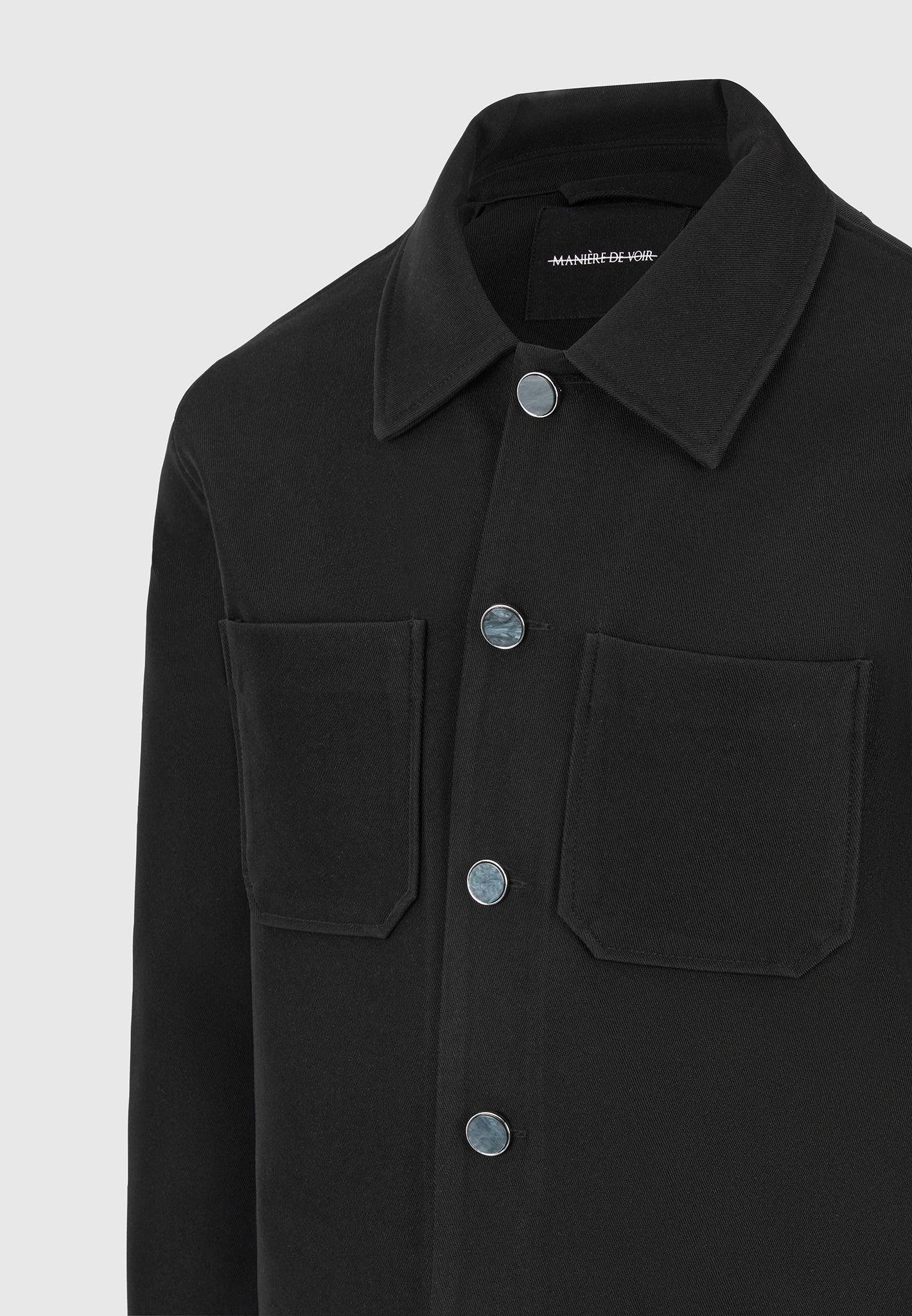 Benoit - Twill Pocket Cropped Shirt - Black Male Product Image