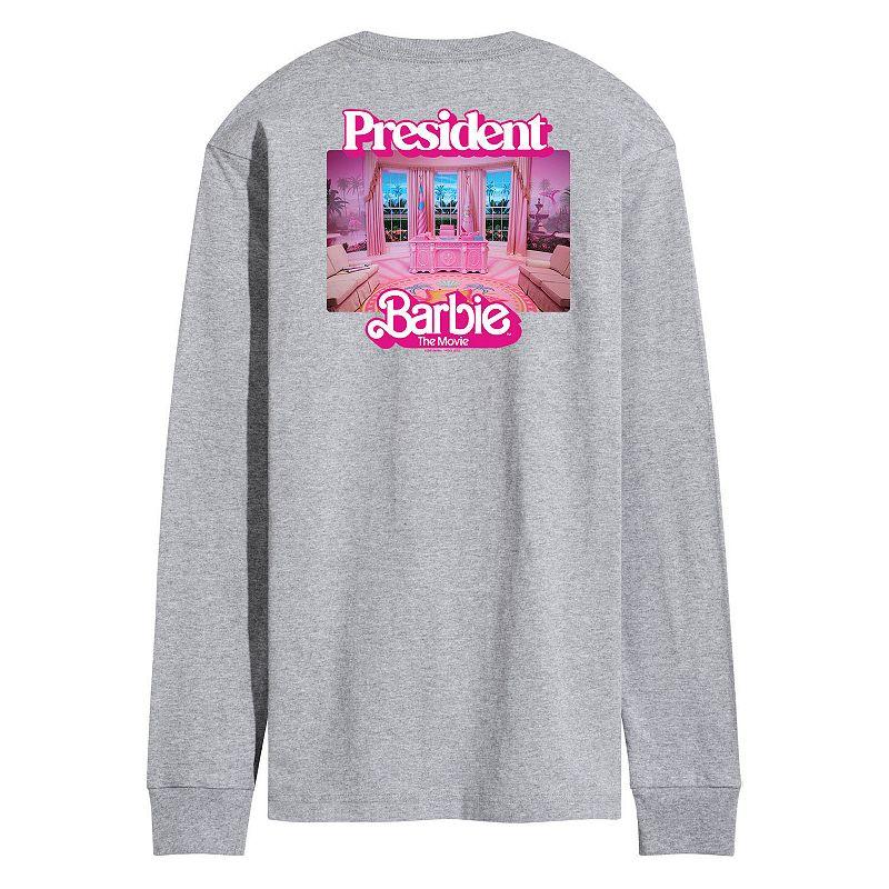 Men's Barbie™ The Movie President Barbie Long Sleeve Graphic Tee,  Product Image