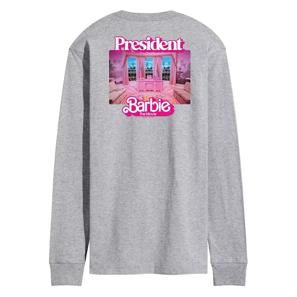 Men's Barbie™ The Movie President Barbie Long Sleeve Graphic Tee,  Product Image