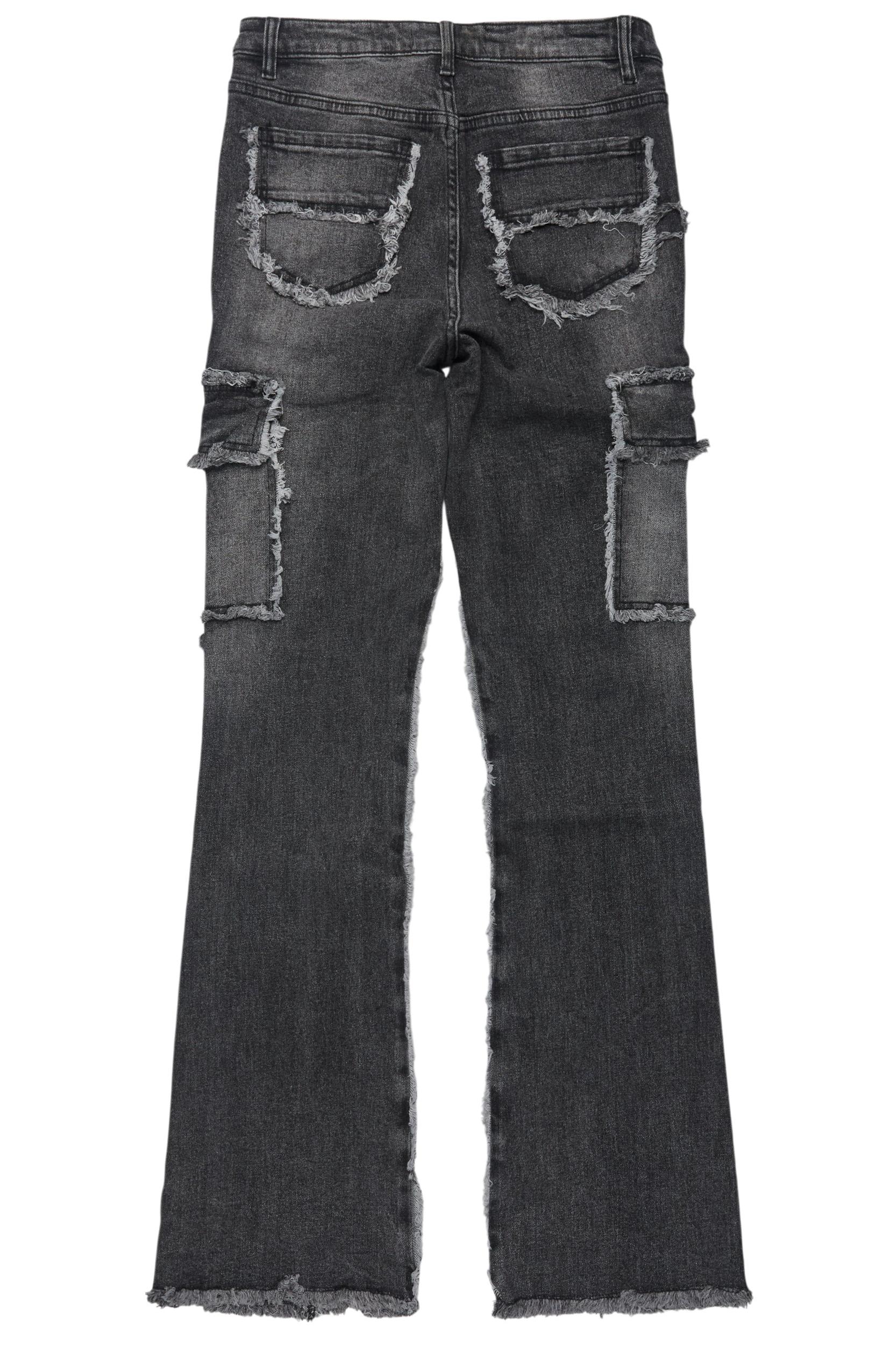 Keshia Dark Grey Wash Stacked Flare Jean Female Product Image