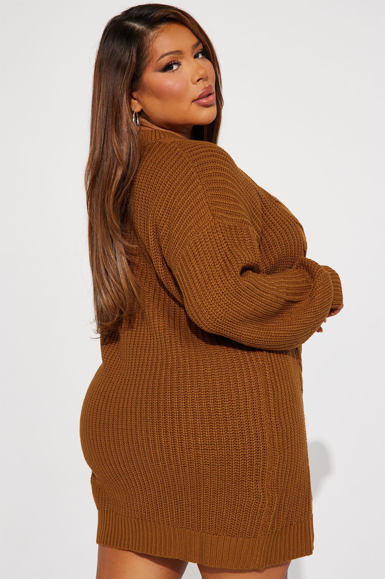 Kelly Sweater Mini Dress - Brown Product Image