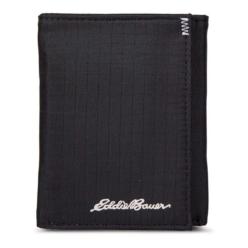 Men's Eddie Bauer Companion Ripstop Nylon Trifold RFID Wallet, Black Product Image