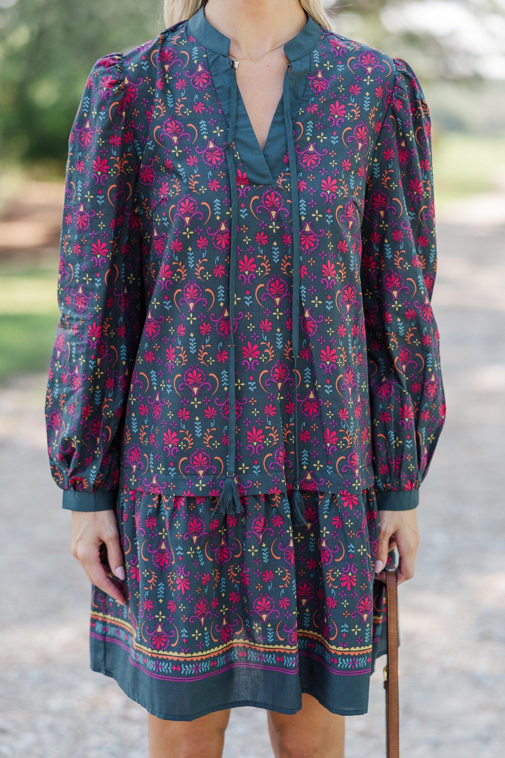 Pinch: Where You Are Dark Green Printed Dress Female Product Image