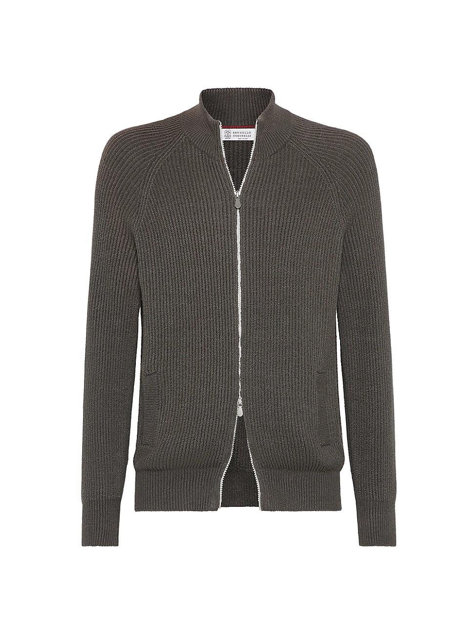 Mens Malfil Cotton English Rib Cardigan with Raglan Sleeves Product Image