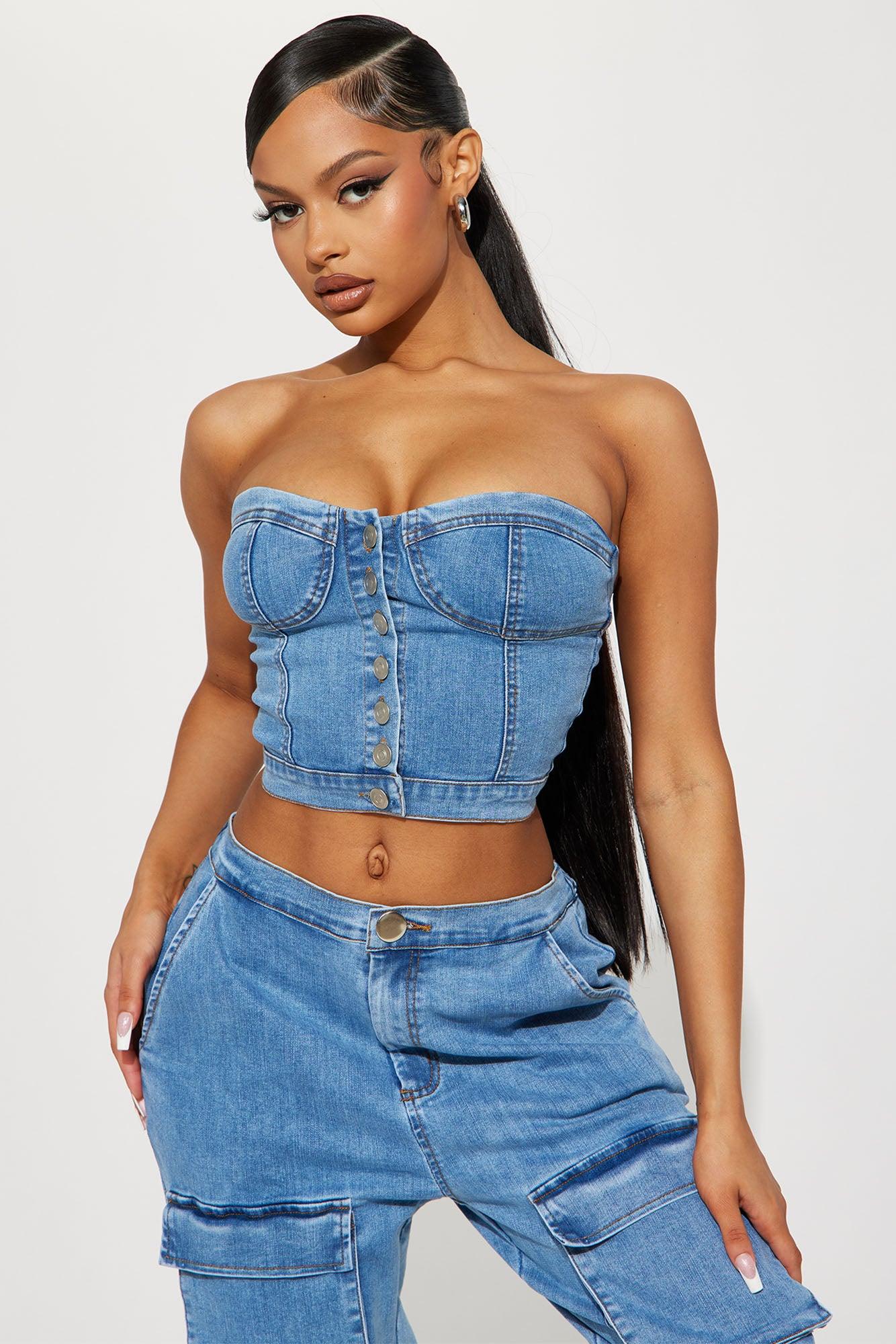 Hang With Me Denim Pant Set - Light Wash Product Image