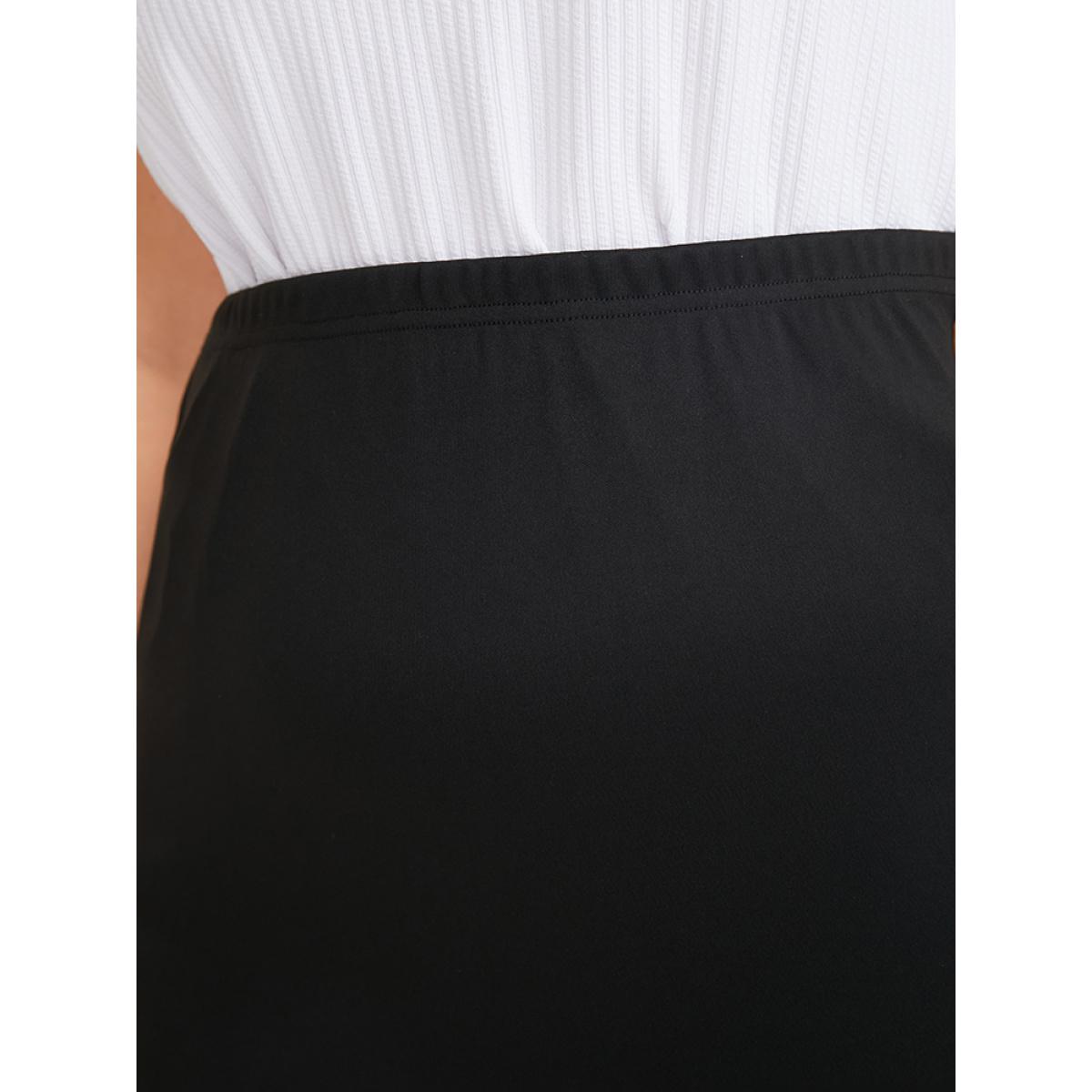 Plus Size Plain Modal High Waist Skirt Women Black Office Plain Bodycon High stretch Work Skirts BloomChic 26/4X Product Image