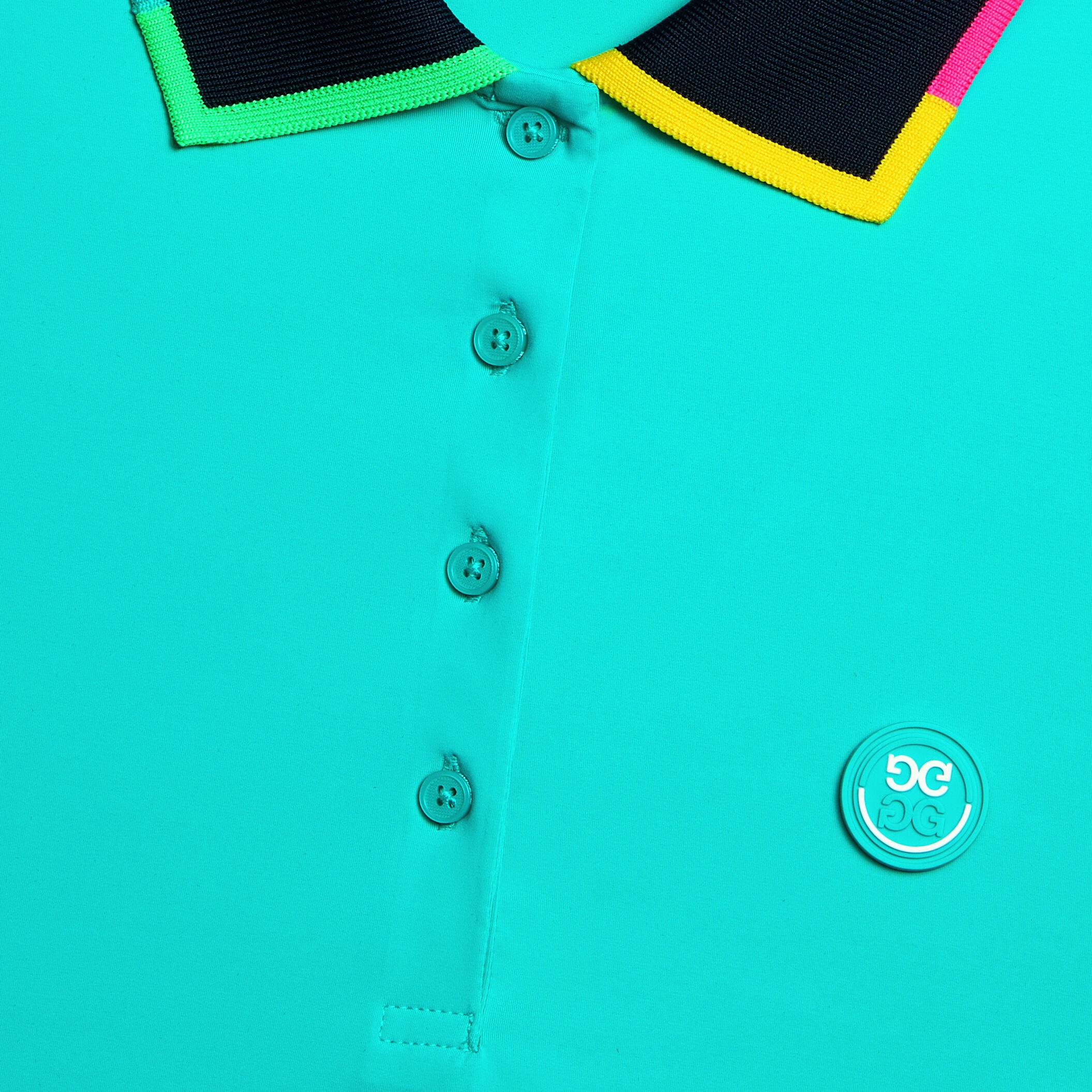 CONTRAST COLLAR SILKY TECH NYLON SLEEVLESS POLO Product Image