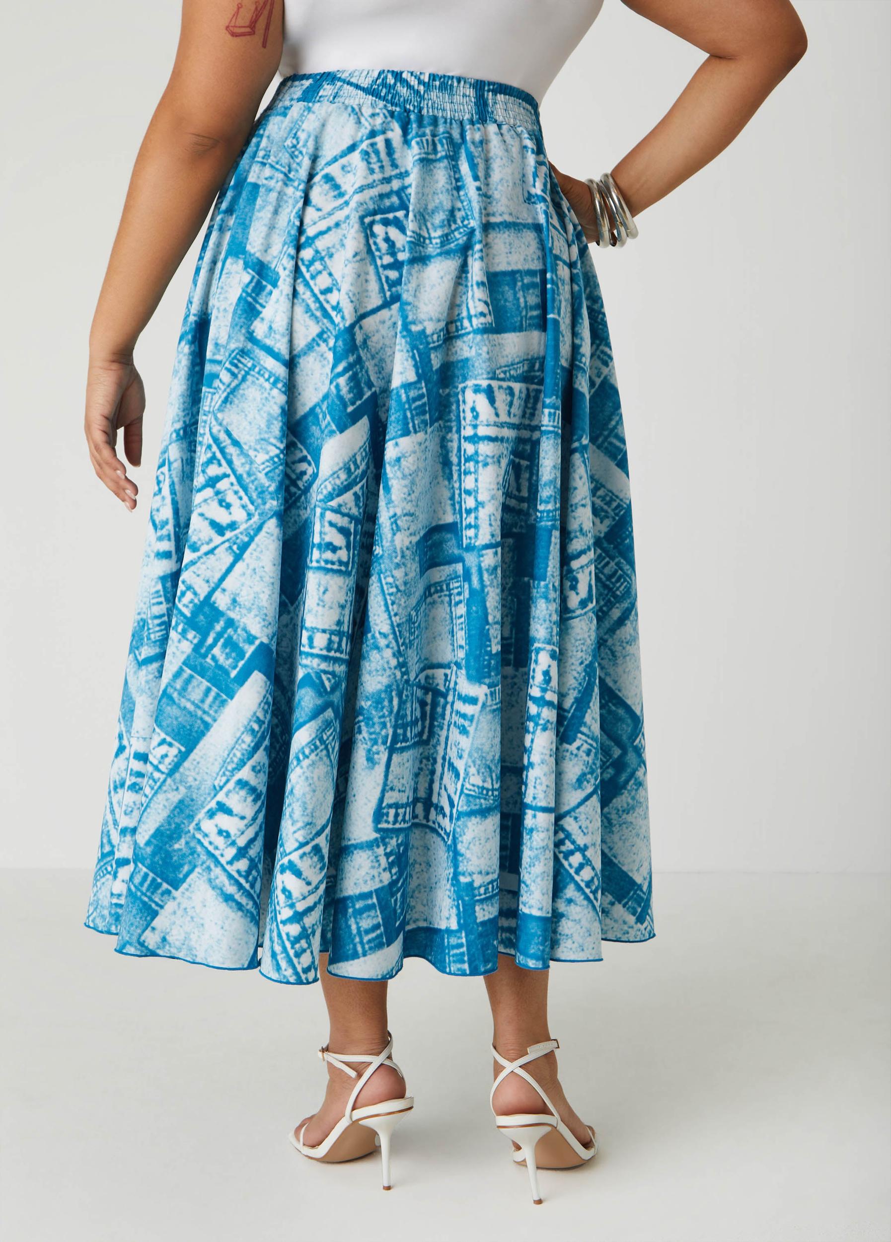 Denim Print Maxi Skirt Product Image