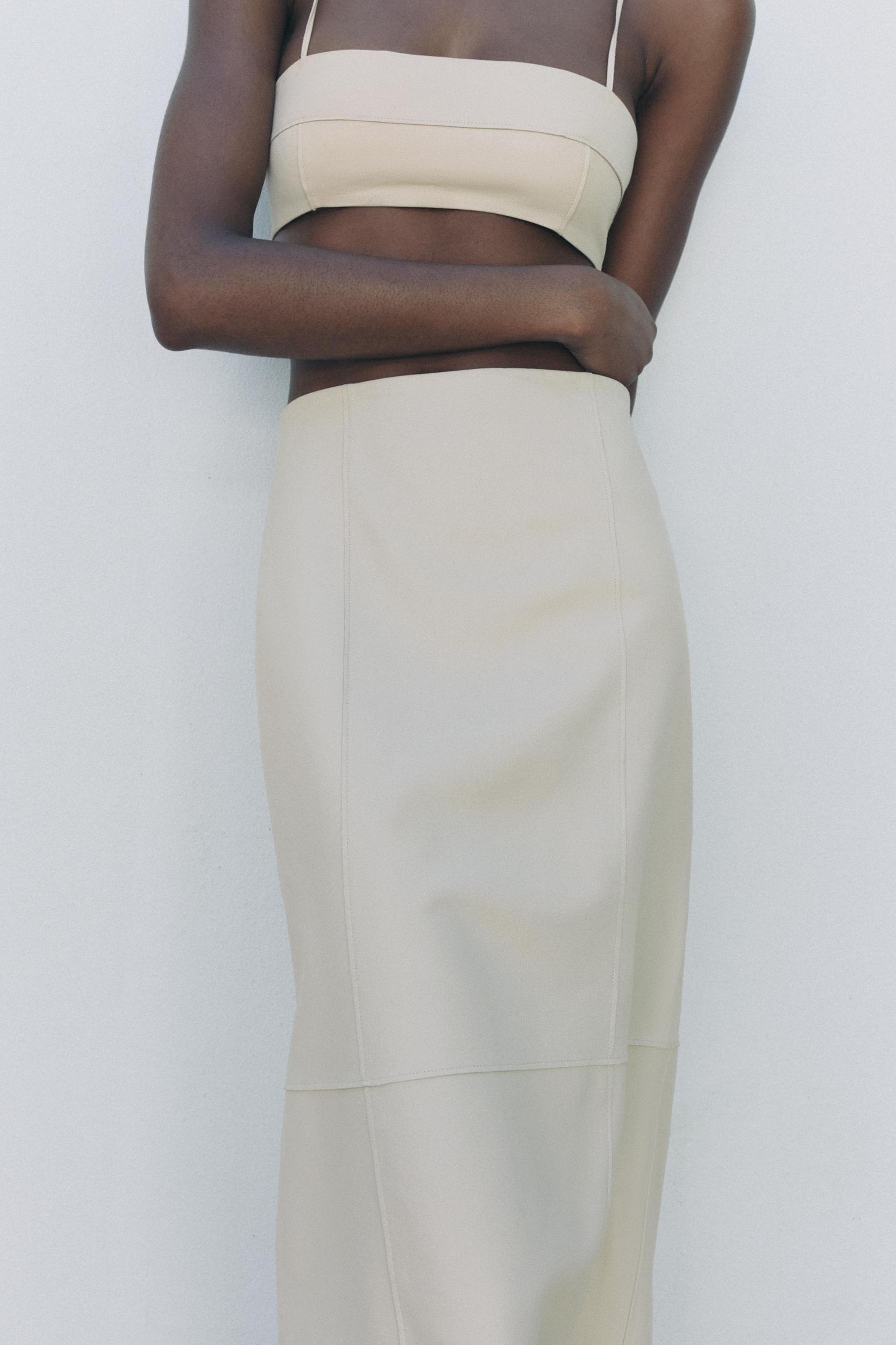 100% LEATHER MIDI SKIRT Product Image