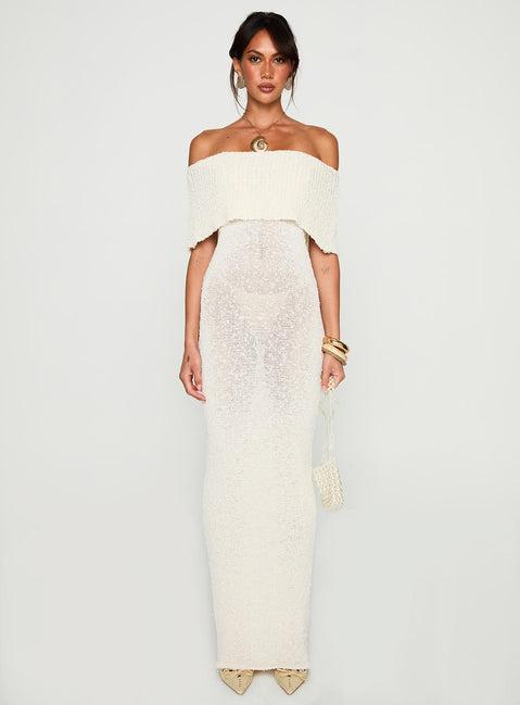 Nixen Strapless Knit Maxi Dress Cream Product Image