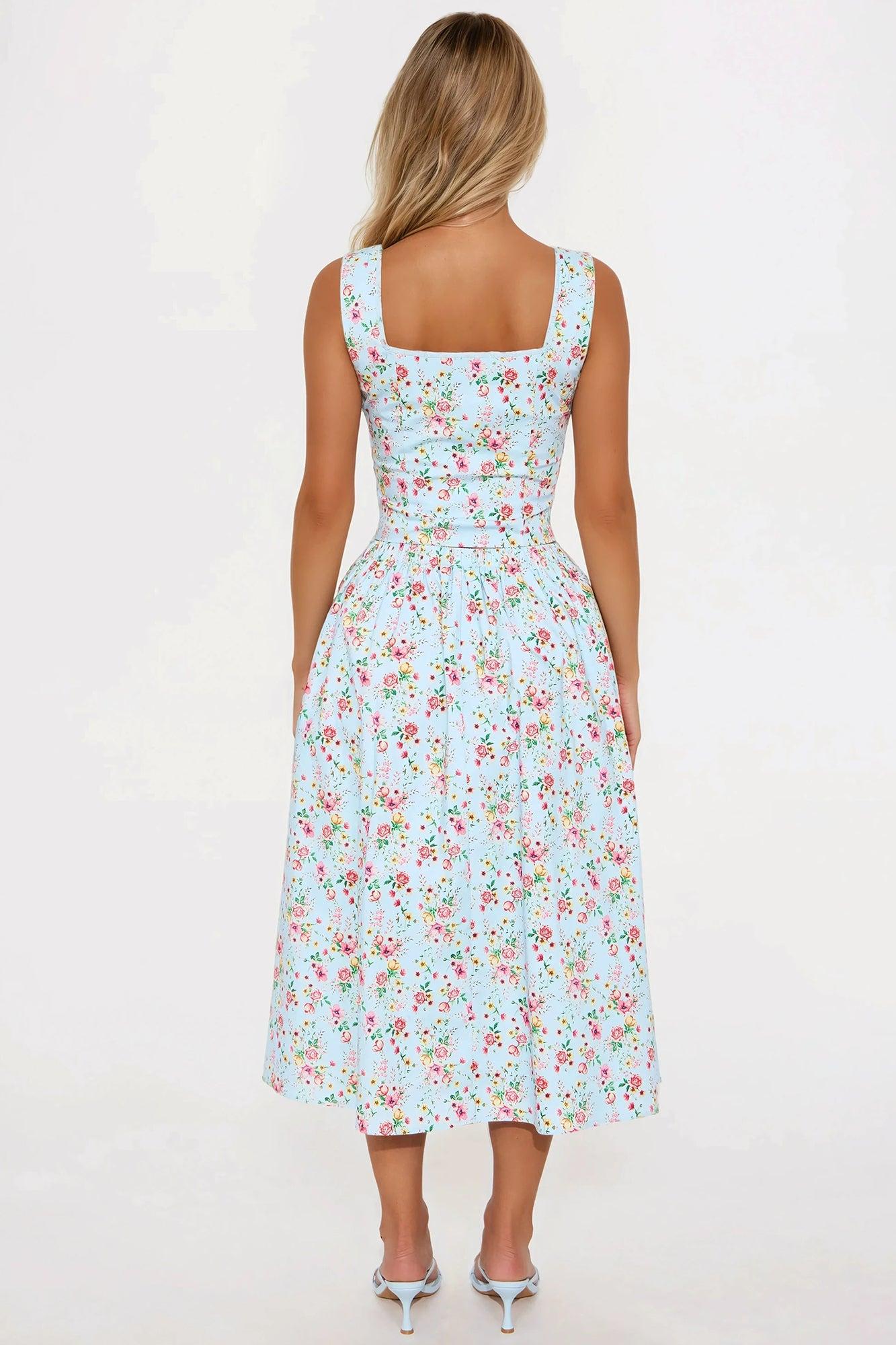 Tara Floral Skirt Set - Blue/combo Product Image