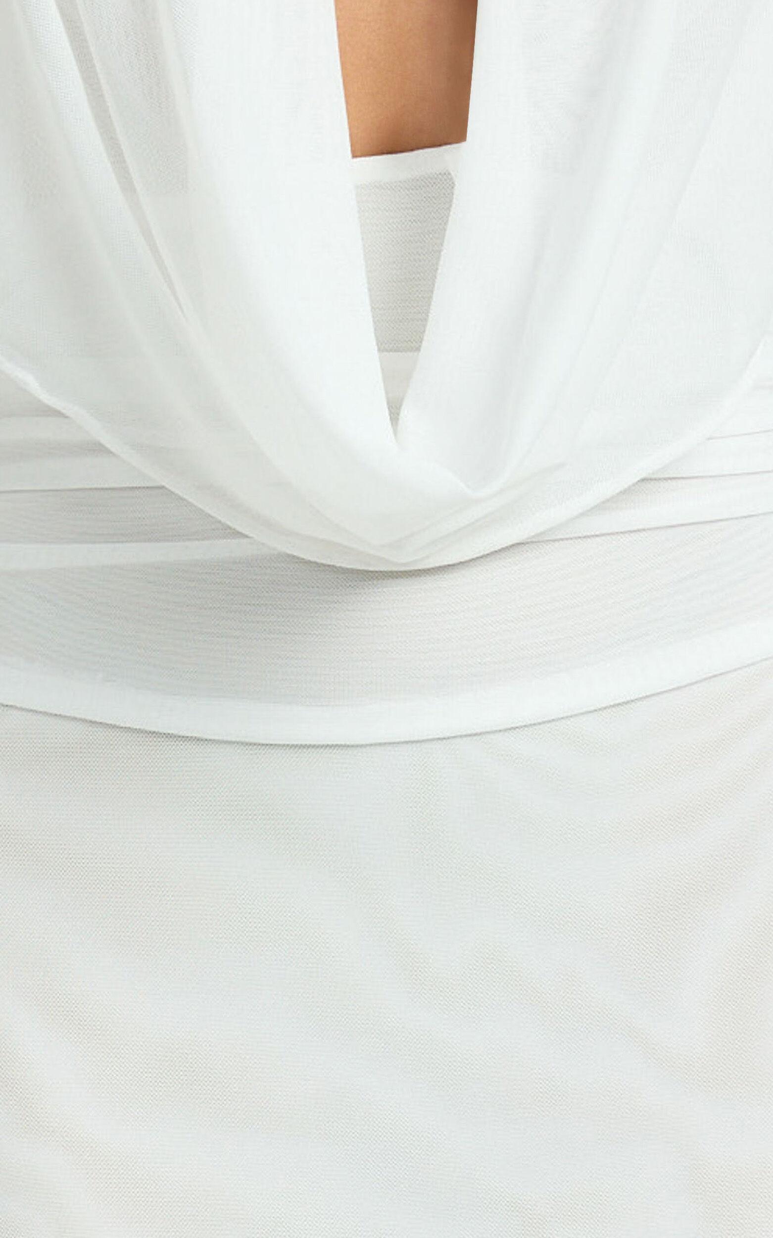 Bettina Maxi Dress - Low Cowl Neck Halter Bodycon Dress in Off White Product Image