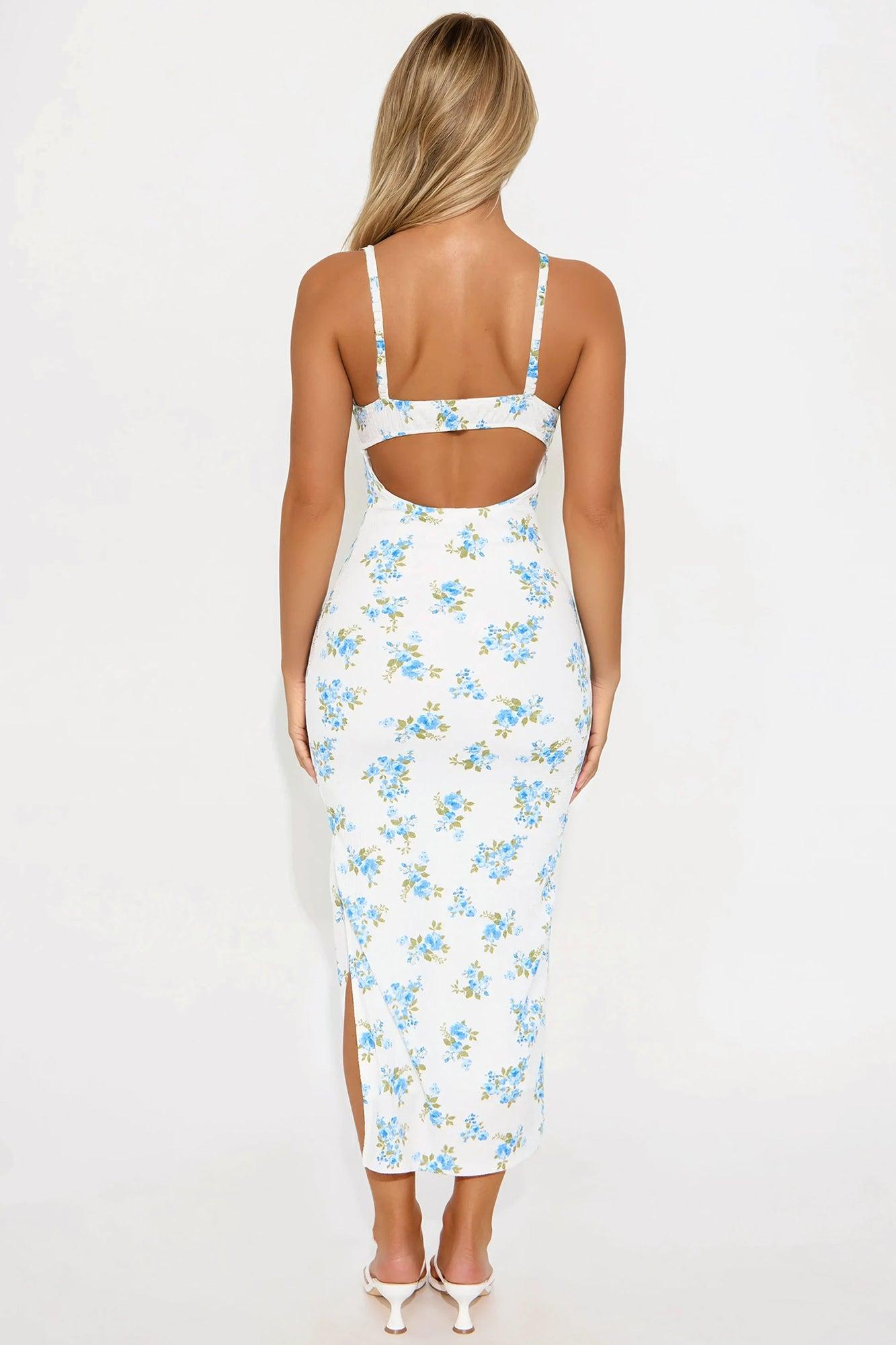 Vanity Floral Midi Dress - Blue/combo Product Image