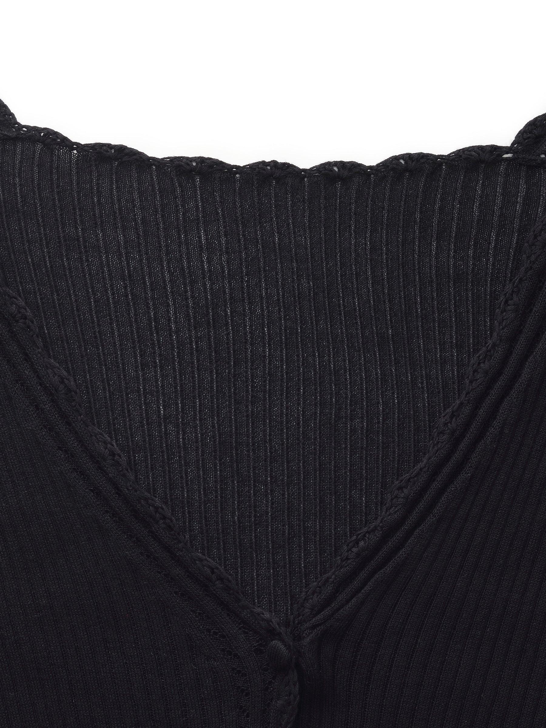 Tencel Silk Blend Stretch Women Hand-crocheted Trim Cardigan Product Image