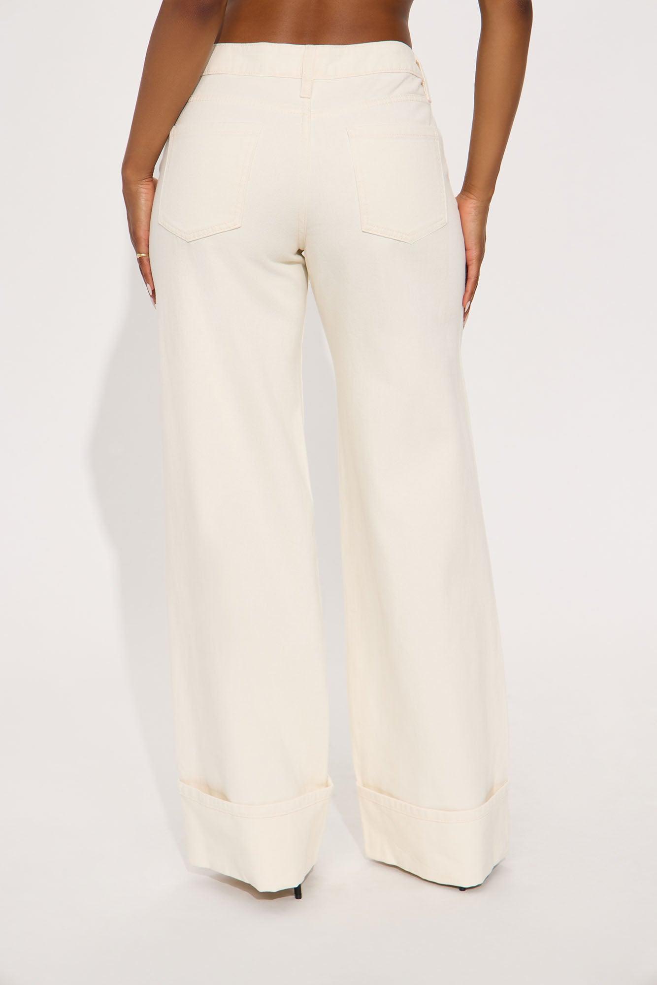 Mirador Cuffed Straight Leg Jeans - Cream Female Product Image