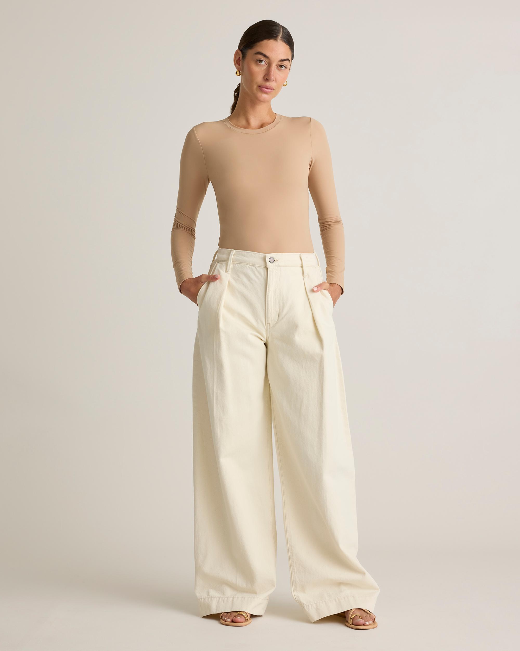 Quince | Women's Second Skin Long Sleeve Crew Neck Bodysuit Size XL, Nylon/Spandex Product Image