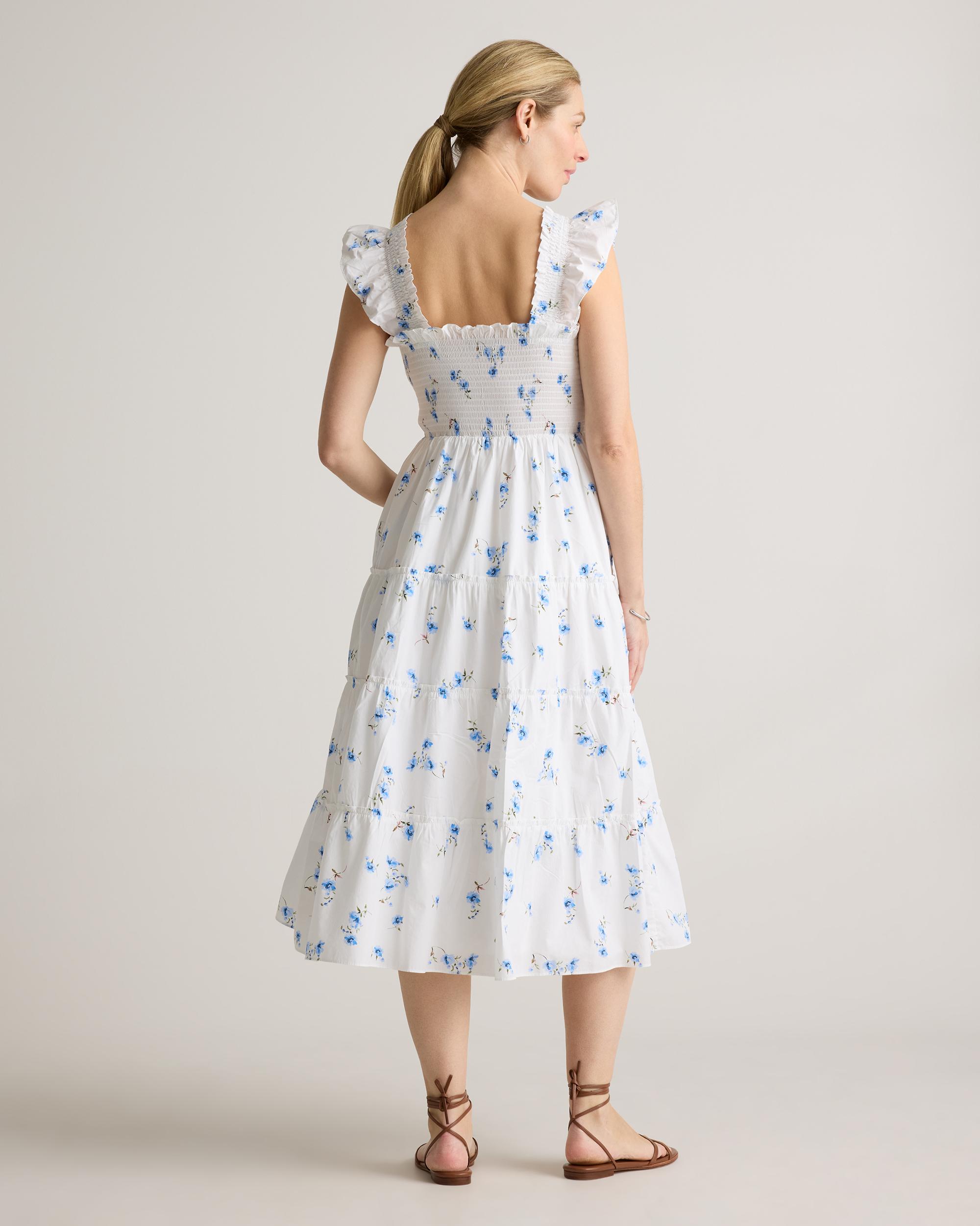 Quince | Women's Poplin Maternity Smocked Midi Dress Organic Cotton Product Image