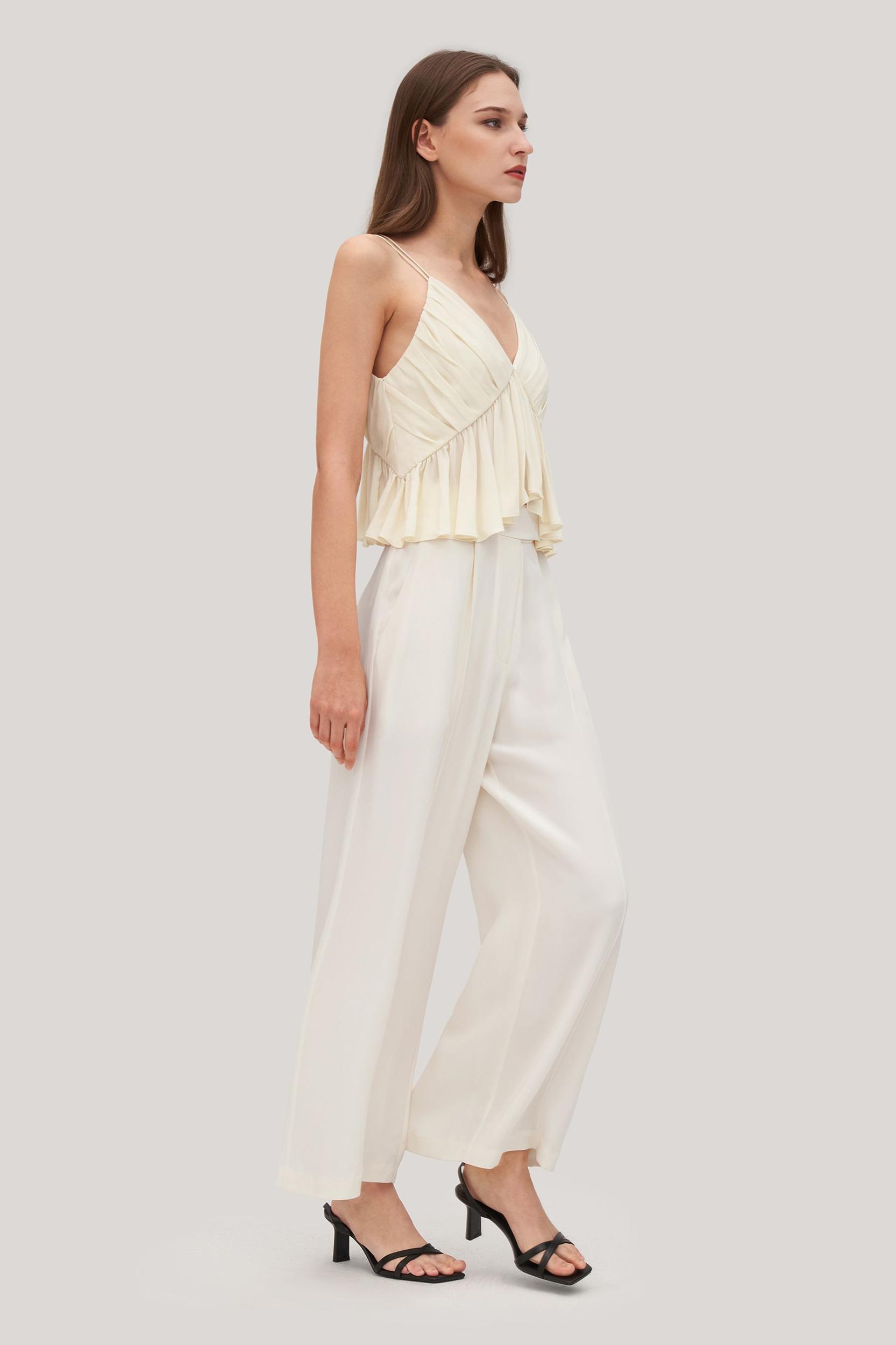 Versatile Pleated Silk Magnolia Camisole Product Image