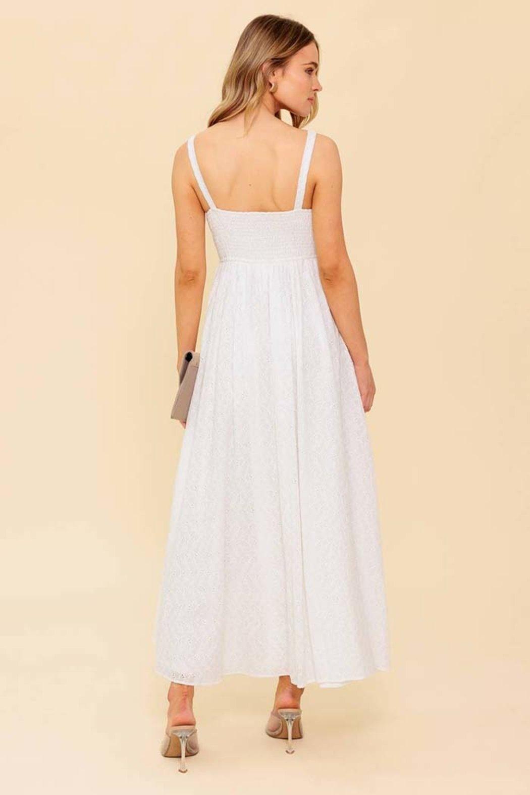 Solid Eyelet Midi Dress Product Image