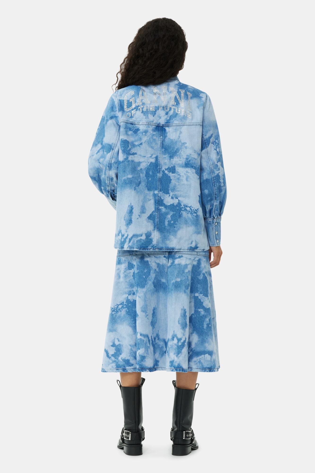 Blue Bleach Denim Shirt Product Image