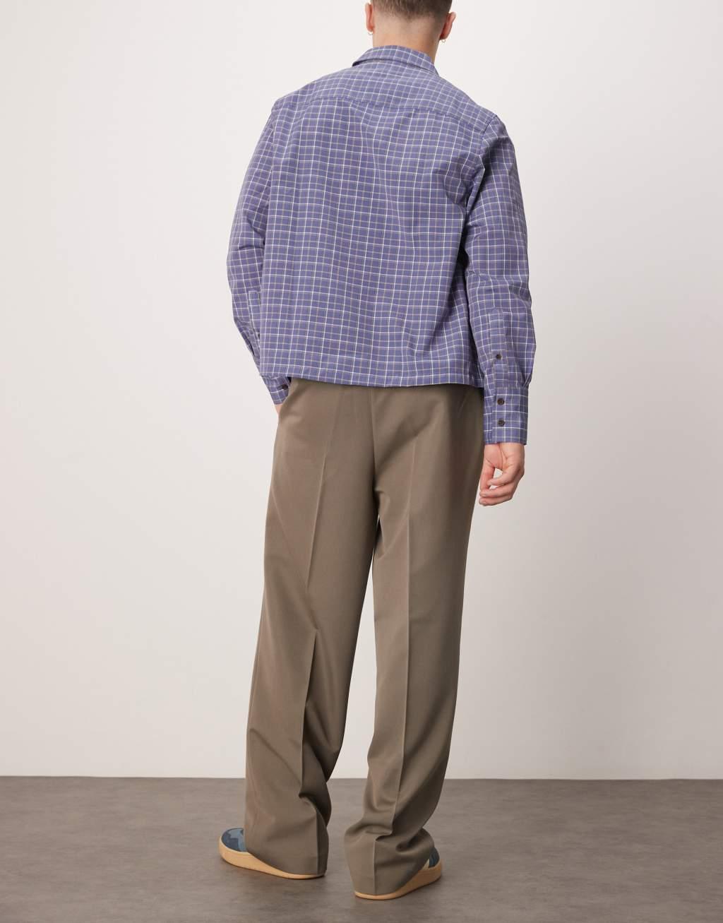 ASOS DESIGN wide leg dress pants with front inverted pleats and elastic waistband in mink | ASOS Product Image