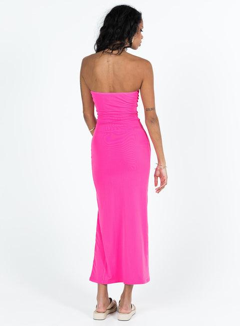 Panama Strapless Maxi Dress Hot Pink Product Image