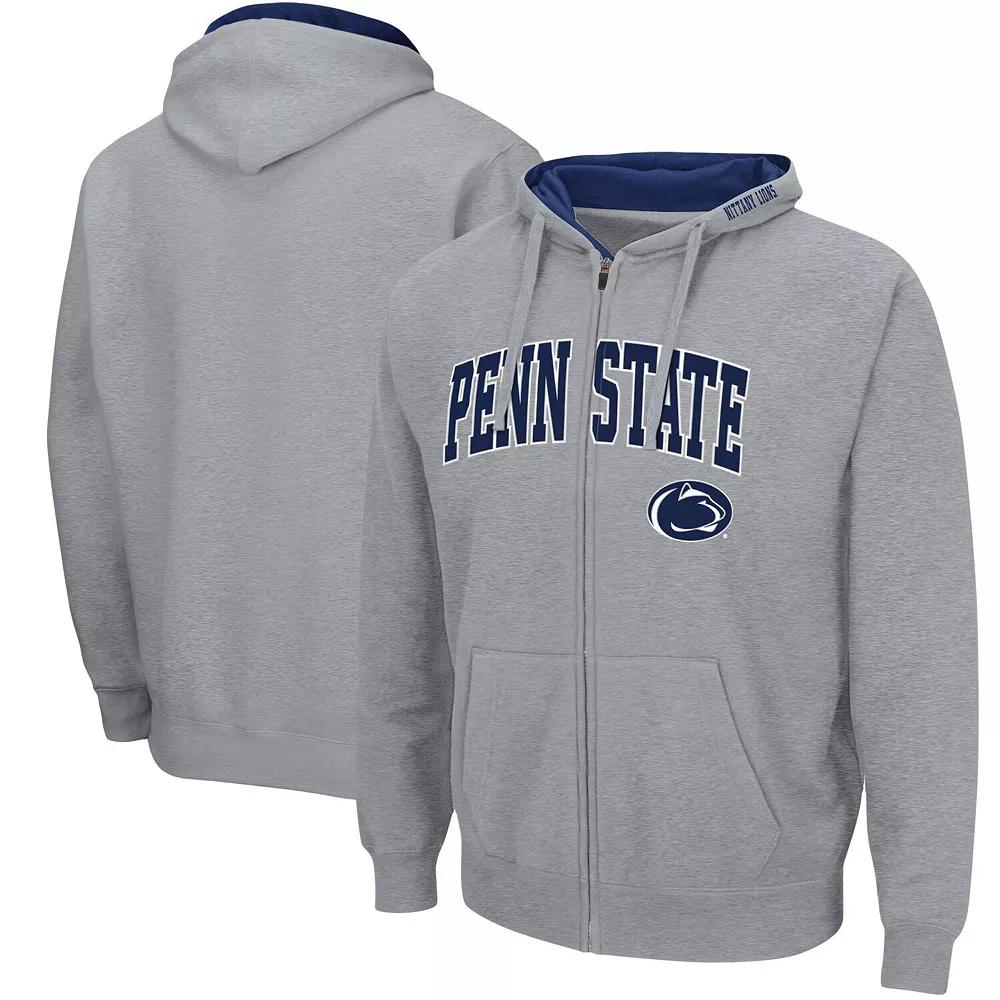 Men's Colosseum Heathered Gray Penn State Nittany Lions Arch & Logo 3.0 Full-Zip Hoodie, Size: 3XL, Grey Product Image