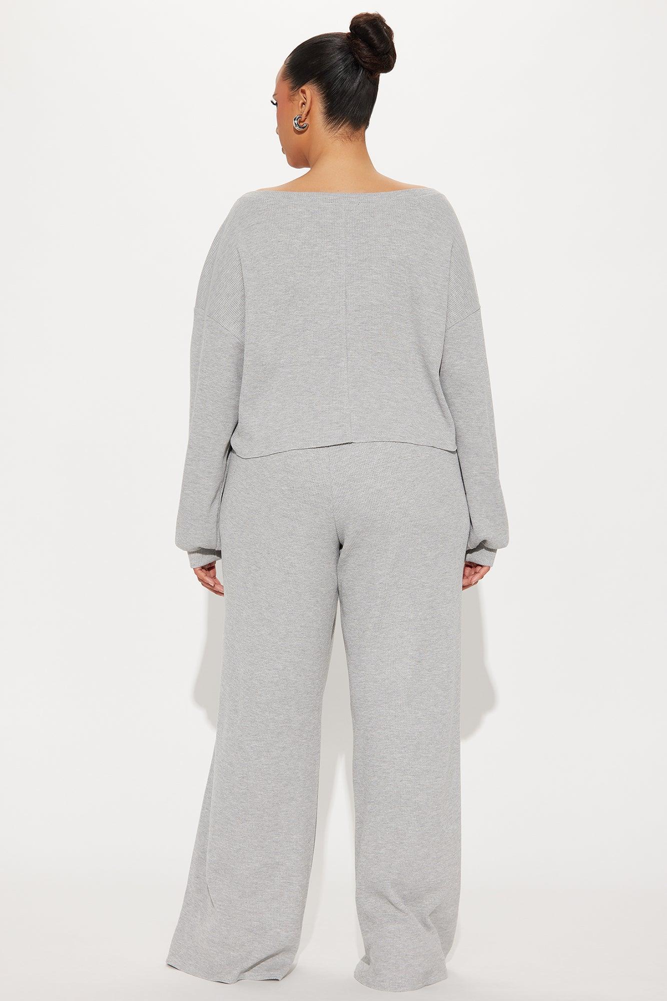 Chill Vibe Thermal Pant Set - Heather Grey Product Image