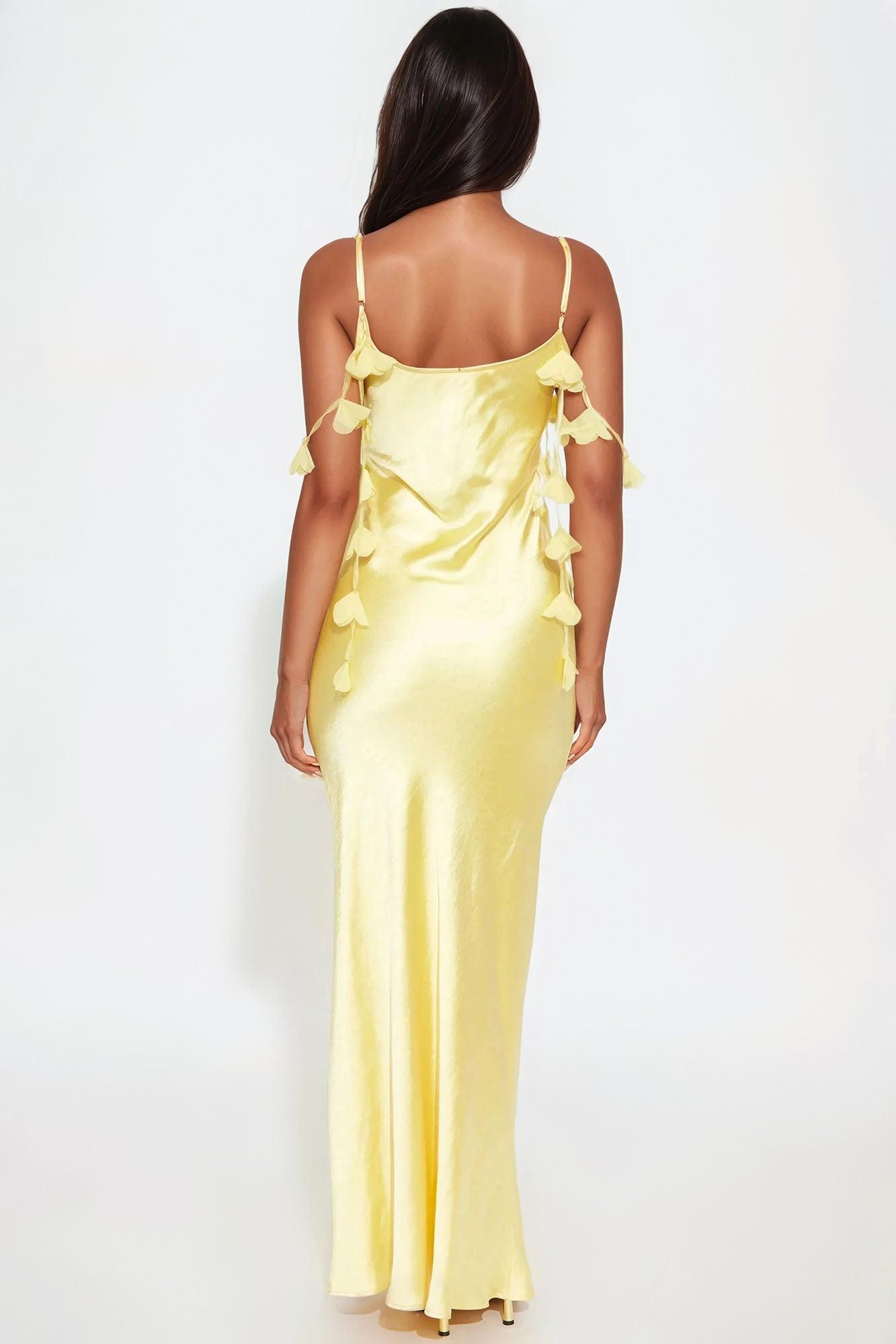 Sweet As Honey Satin Gown - Yellow Product Image