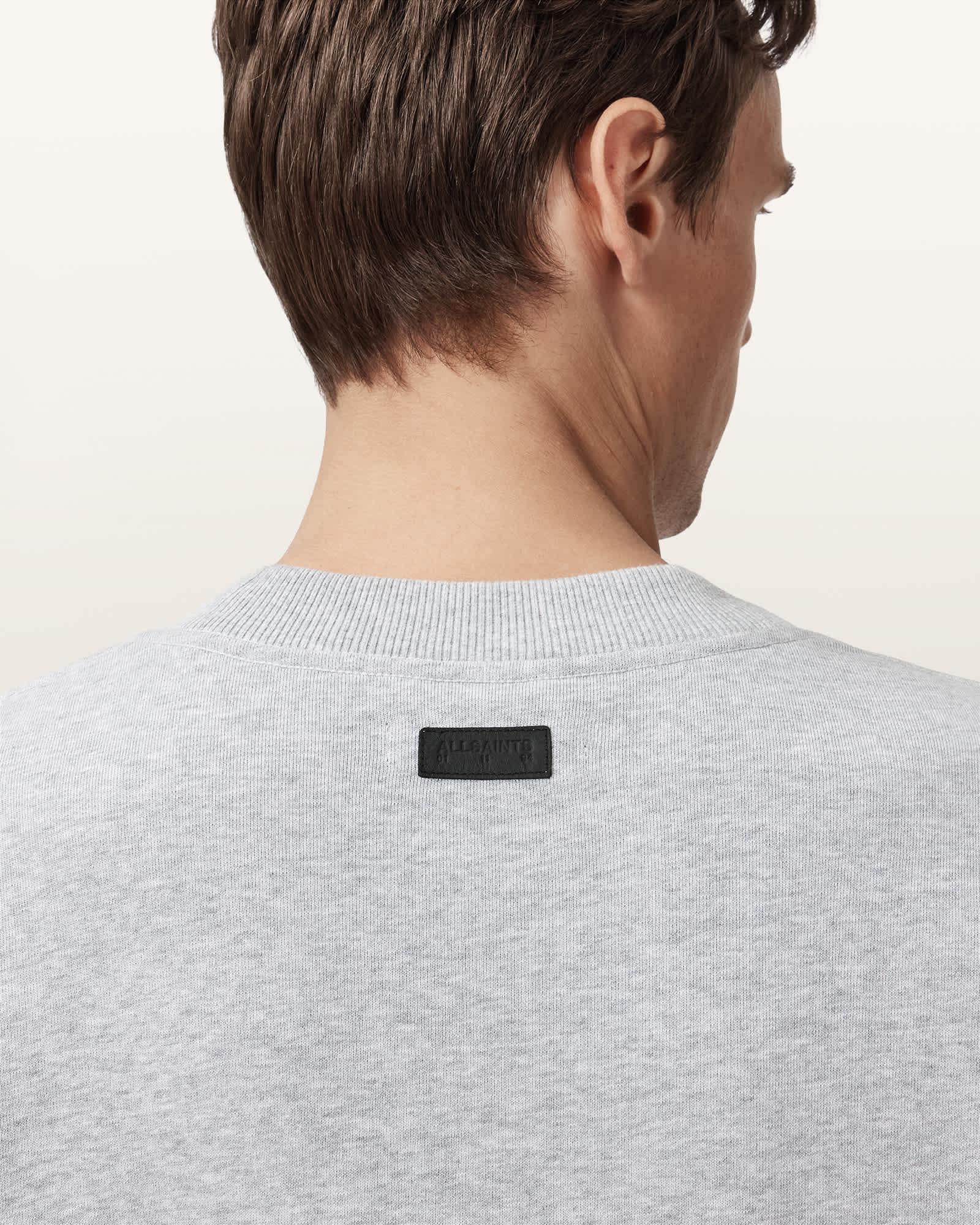 Milo Boxy Cotton Sweatshirt Light Grey Marl | ALLSAINTS US Product Image