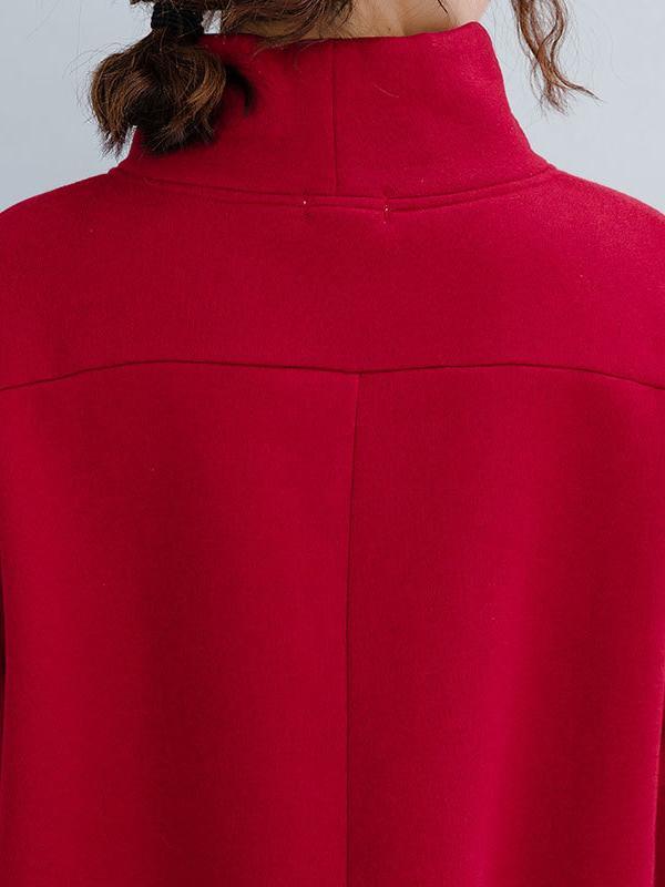 Loose Turtleneck Cropped Sweatshirt Product Image