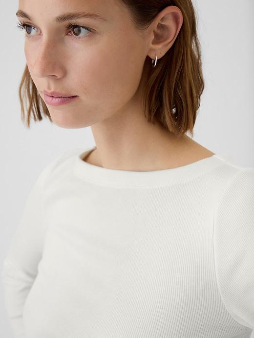 Modern Rib Cropped Boatneck T-Shirt Product Image