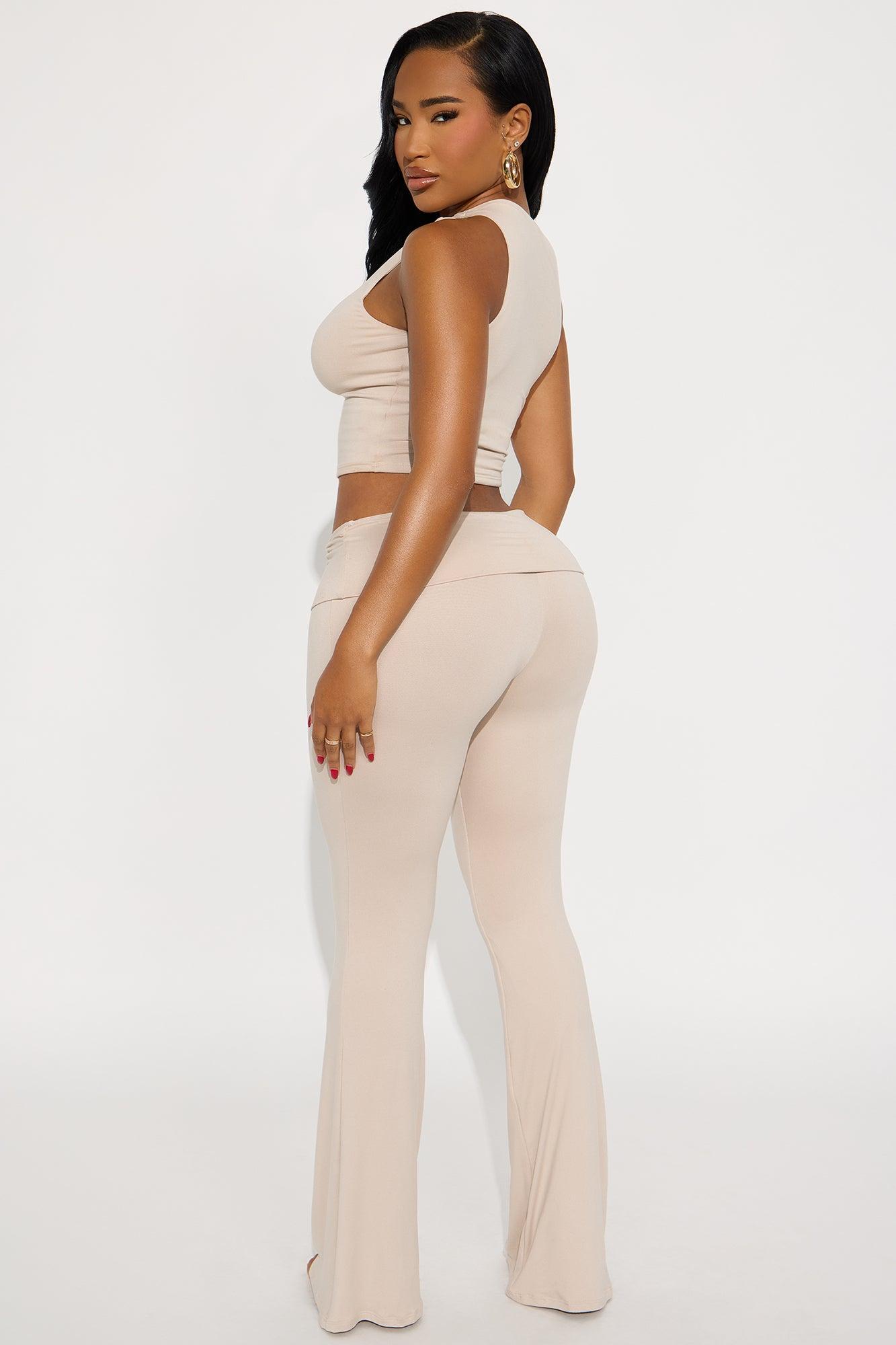 Day At A Time Double Lined Flare Pant Set - Taupe Female Product Image