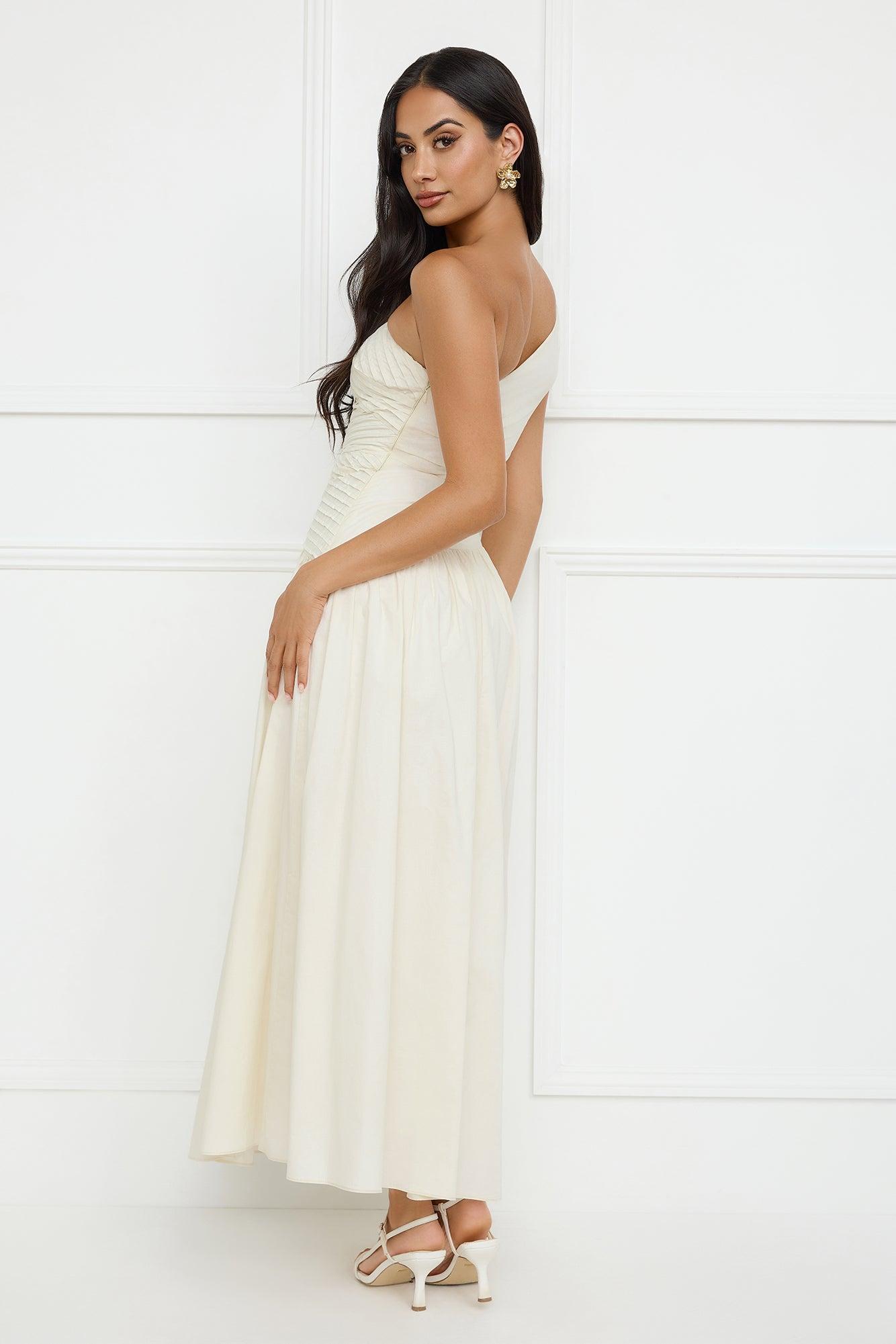 Seashell Moments One Shoulder Maxi Dress Beige Product Image