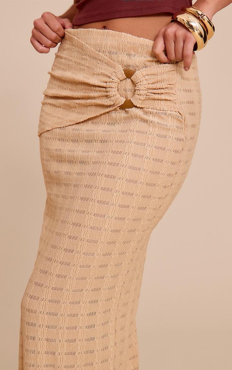 Stone Textured Wooden Trim Maxi Skirt Product Image