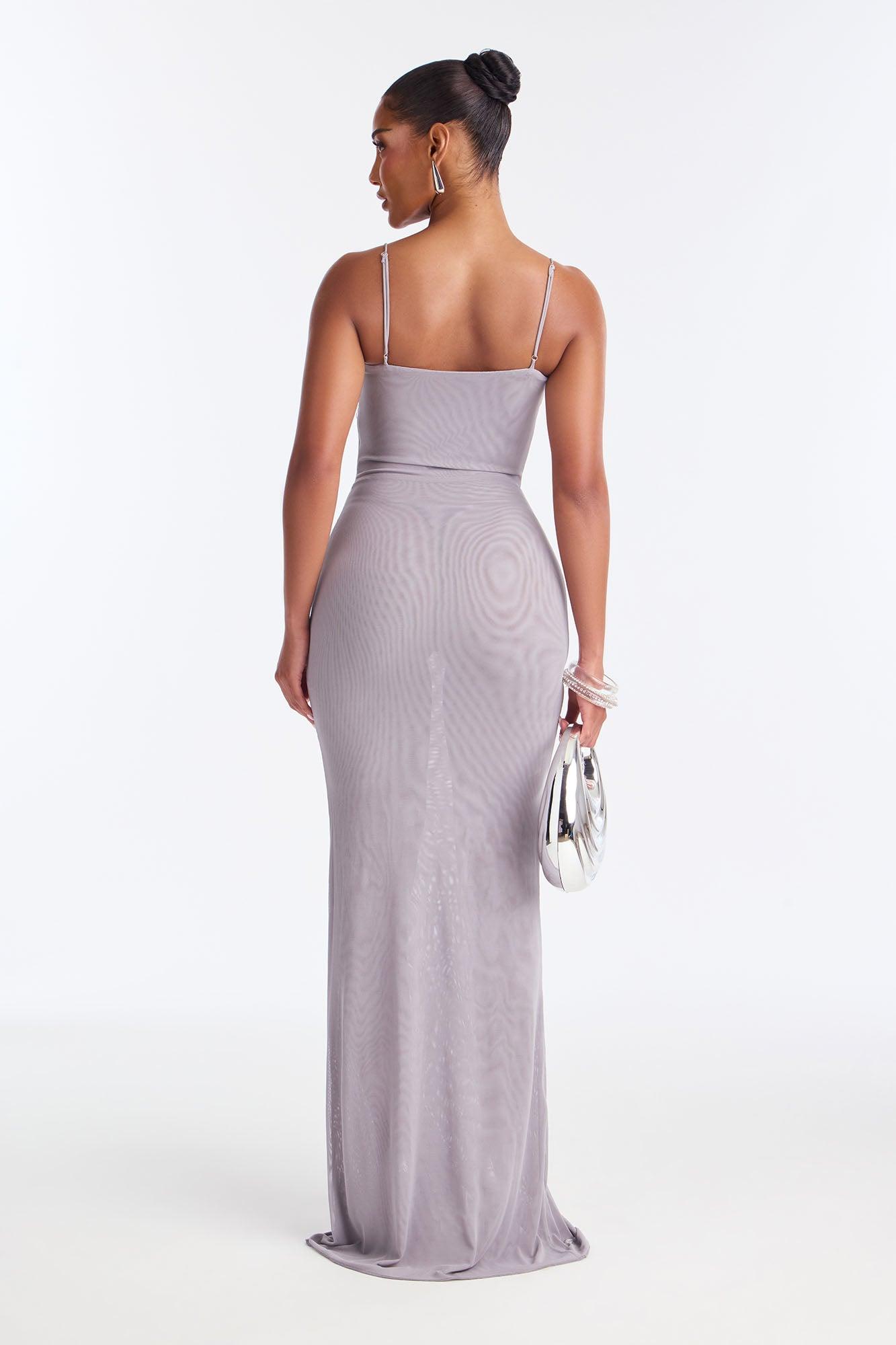 Drip Effect Maxi Dress - Grey Product Image