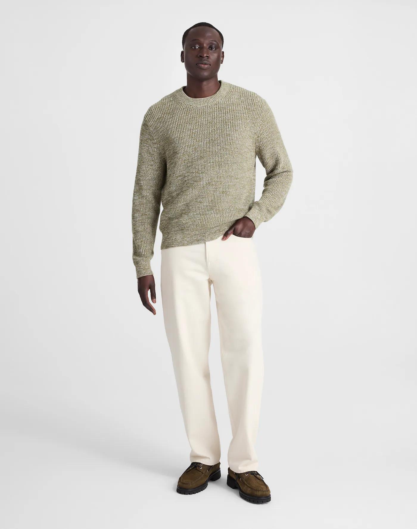 Cotton Shaker-Stitch Crewneck Sweater Product Image