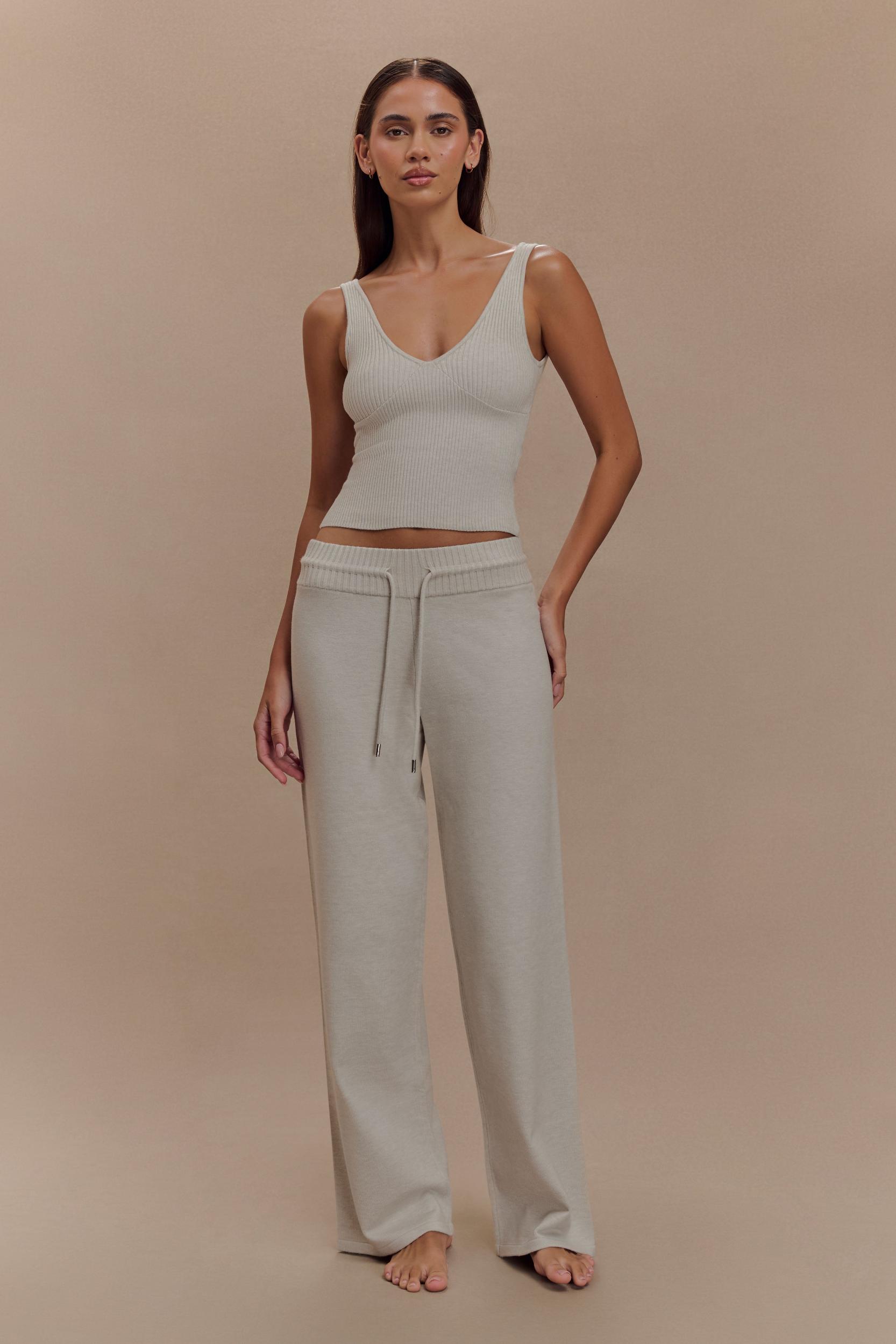 Natalya Knit Wide Leg Pants - Heather Grey Marle Product Image