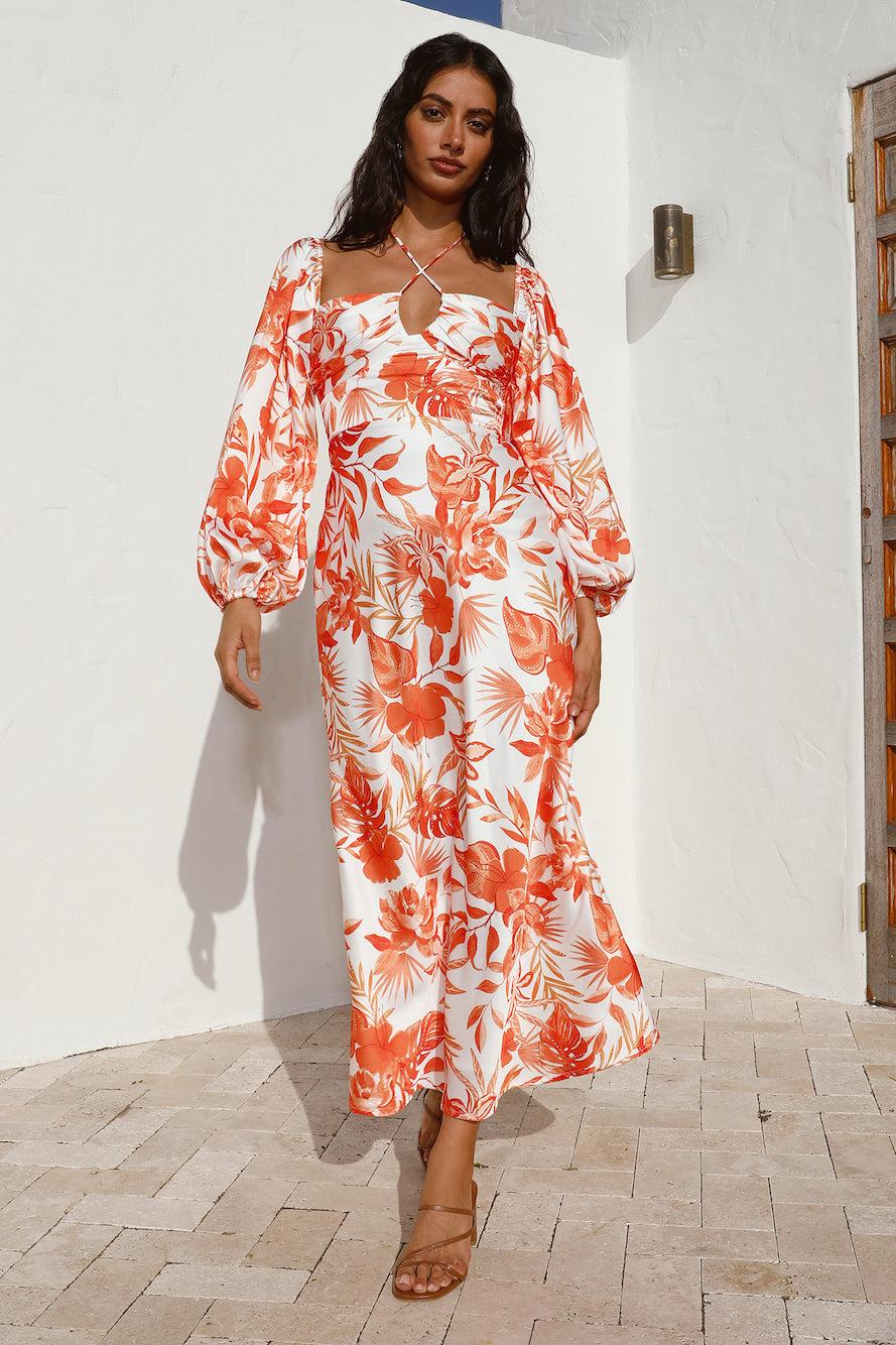 Rise Up Halter Maxi Dress Orange Product Image