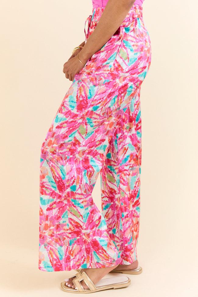Paddle Out Pink Floral Printed Pull On Pants FINAL SALE Product Image