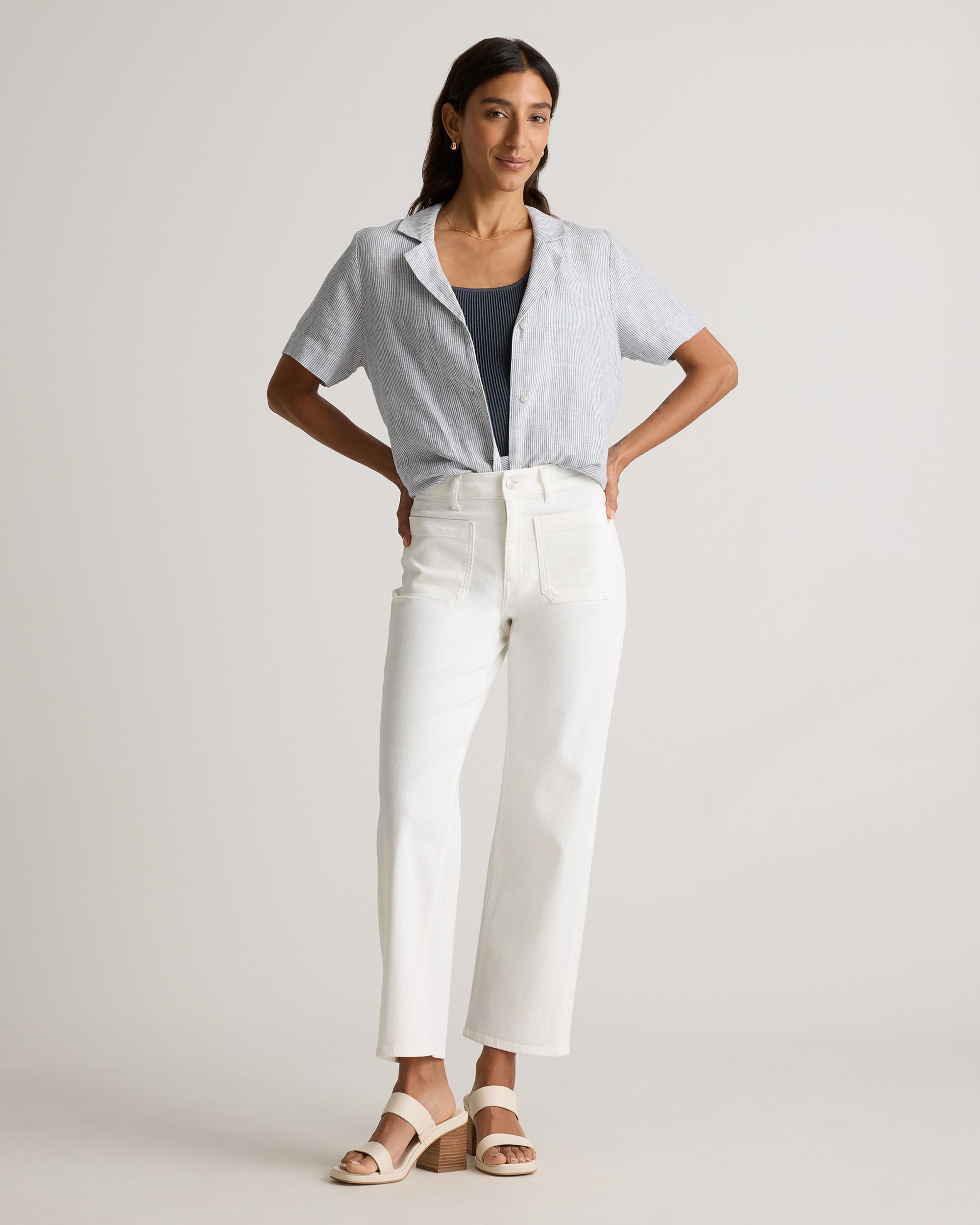 Quince | Women's Bella Stretch Patch Pocket Wide Leg Jeans Organic Cotton Product Image
