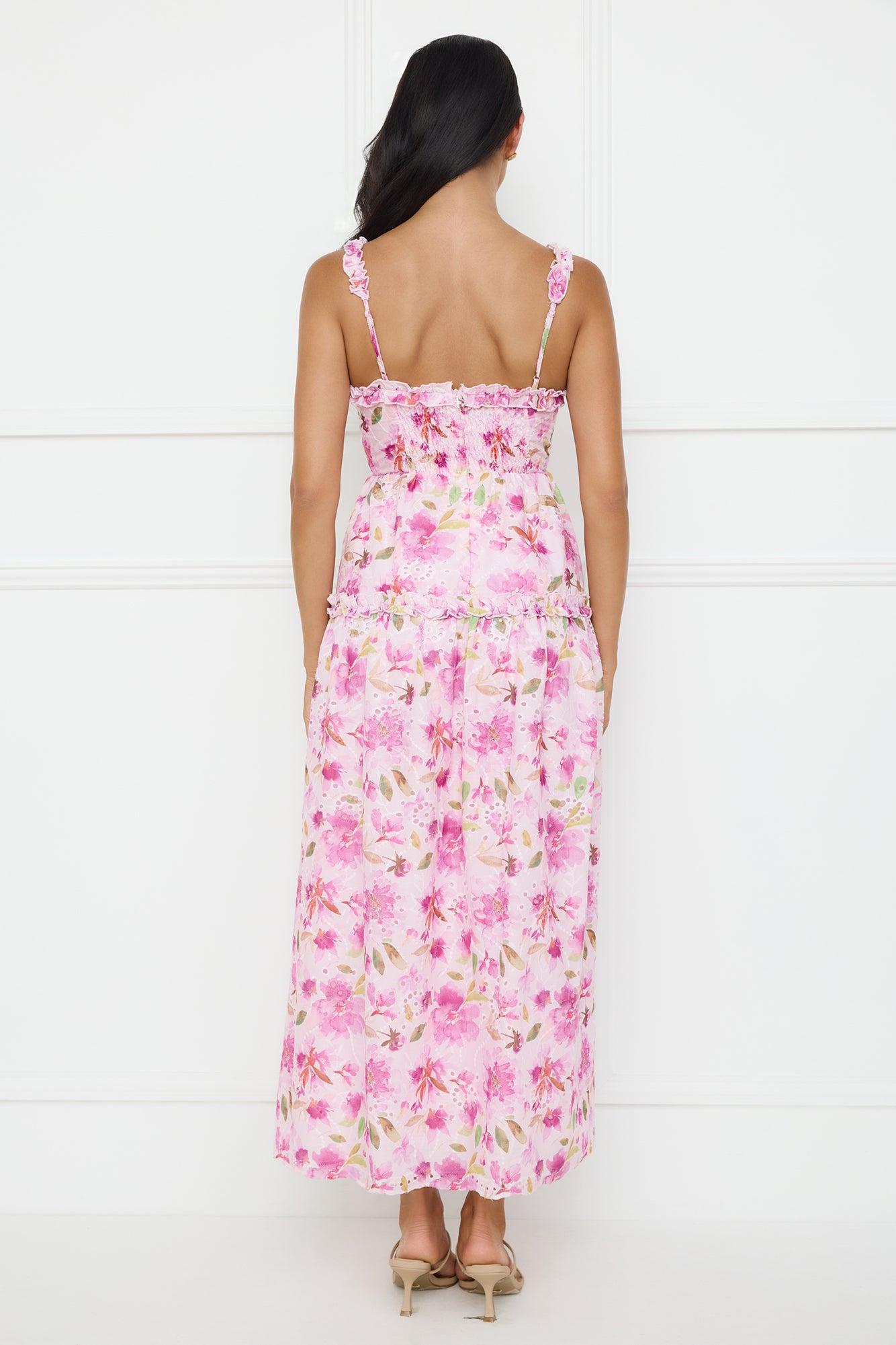 Ballet Bloom Embroidered Maxi Dress Pink Product Image