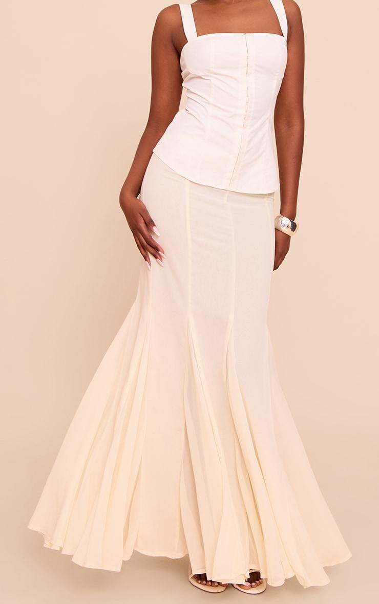 Lemon Chiffon Godet Hem Maxi Skirt Product Image