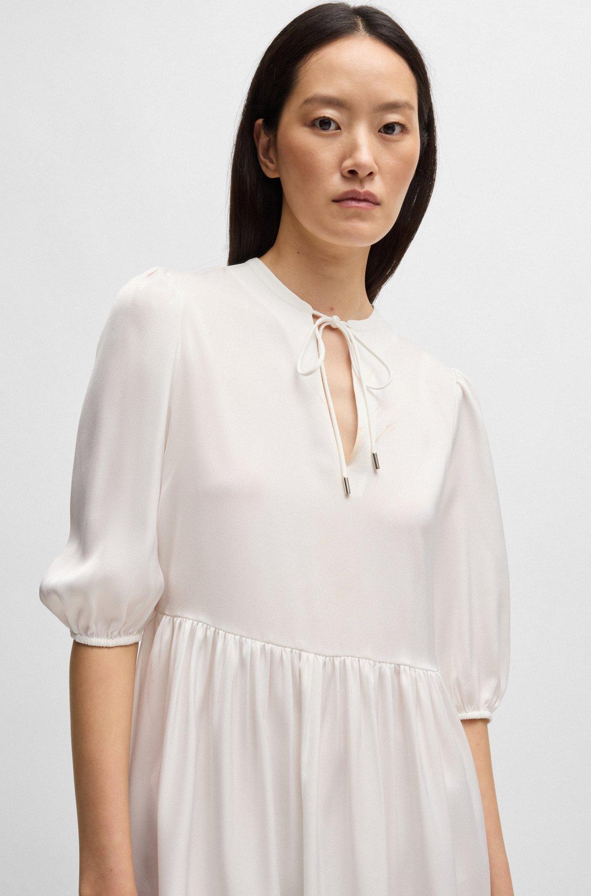 Hammered-satin dress with tie neckline Product Image