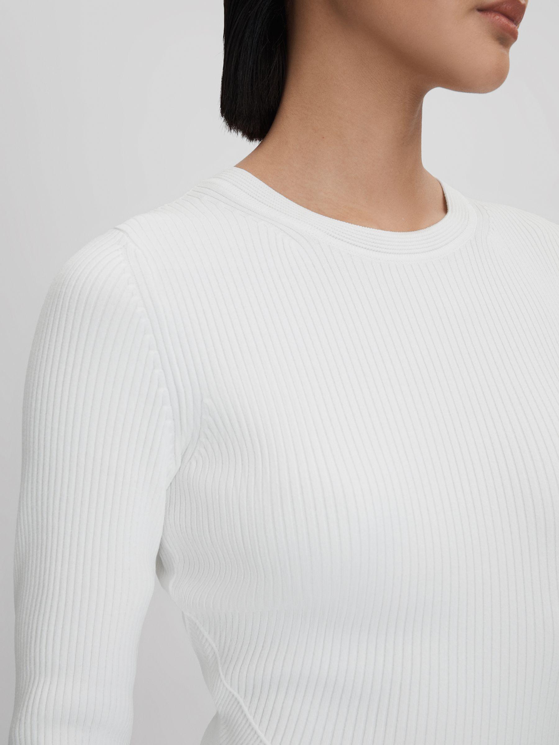 Knitted Sheer Flared Midi Dress in Cream Product Image