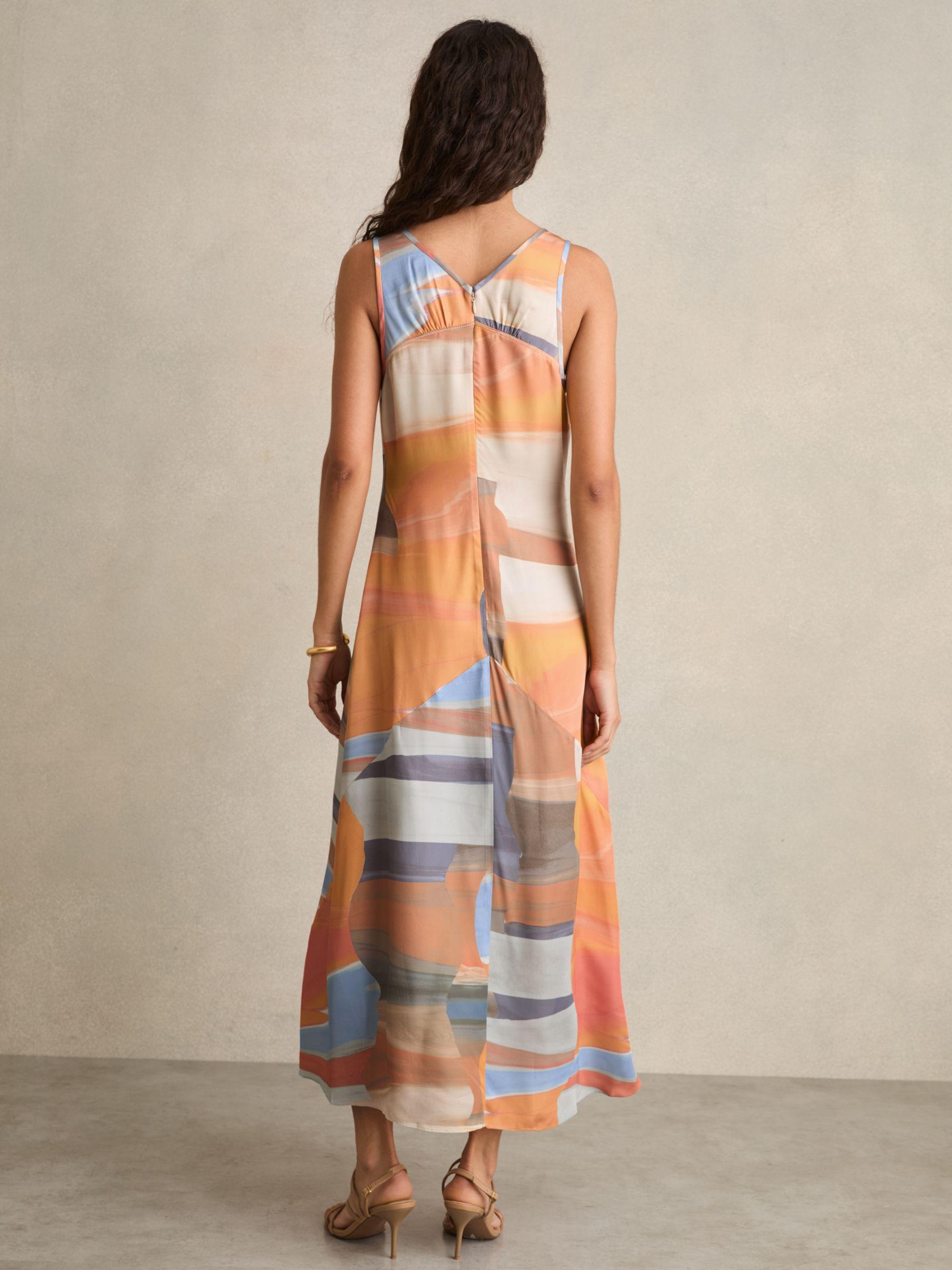 Sunset Print Sleeveless Slip Dress in Coral Product Image